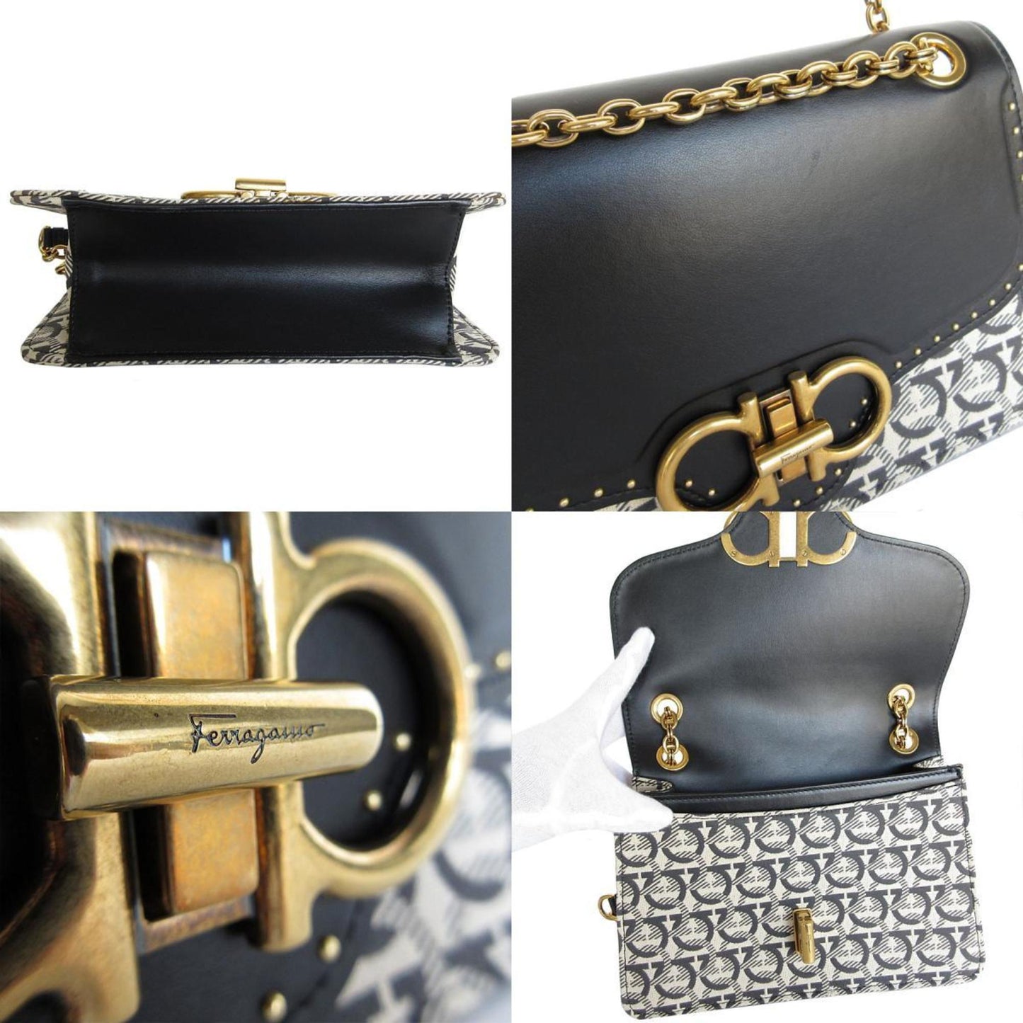 Salvatore Ferragamo Gancini, Multicolour, "CANVAS, LEATHER", shoulder