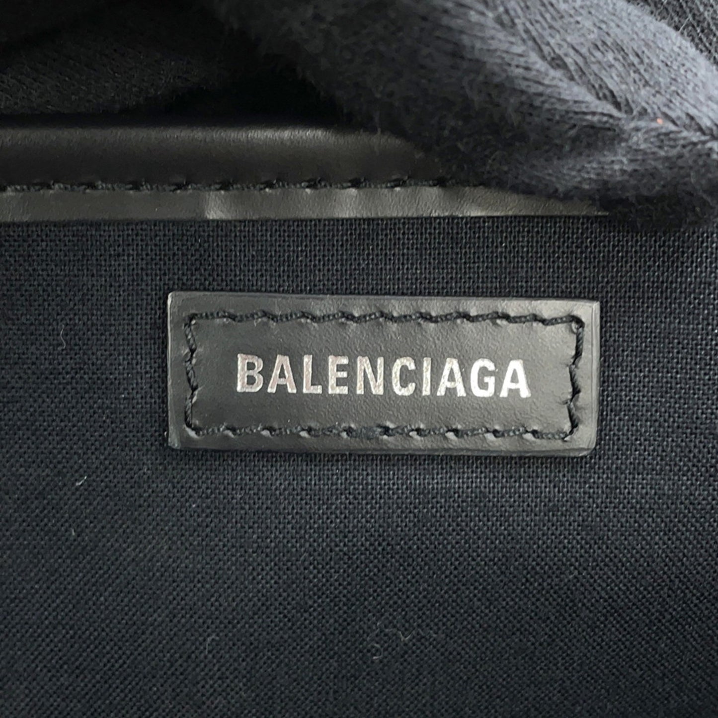 Balenciaga Navy Cabas, Black, "CANVAS, LEATHER", handbag