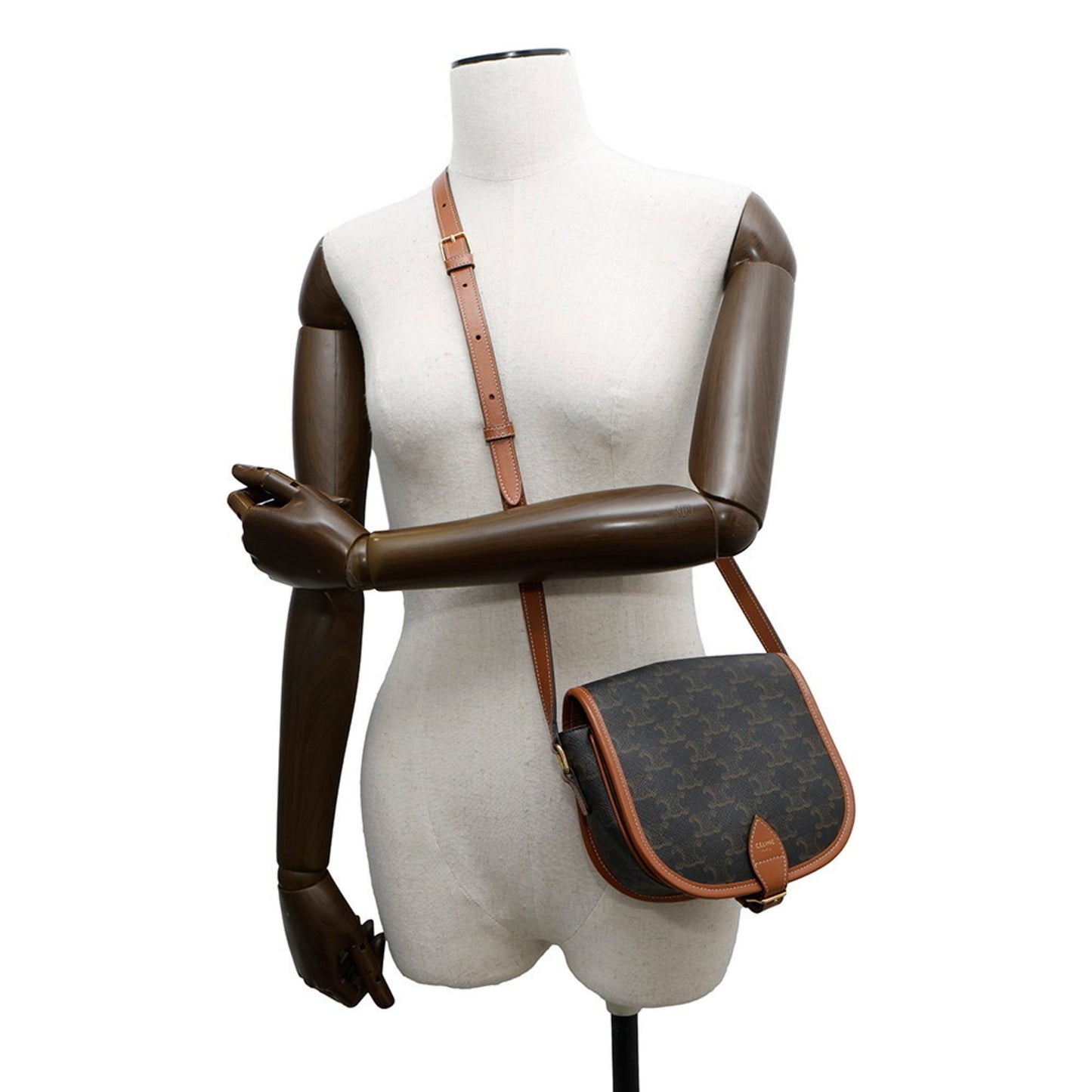 Céline Folco, Brown, Canvas, shoulder