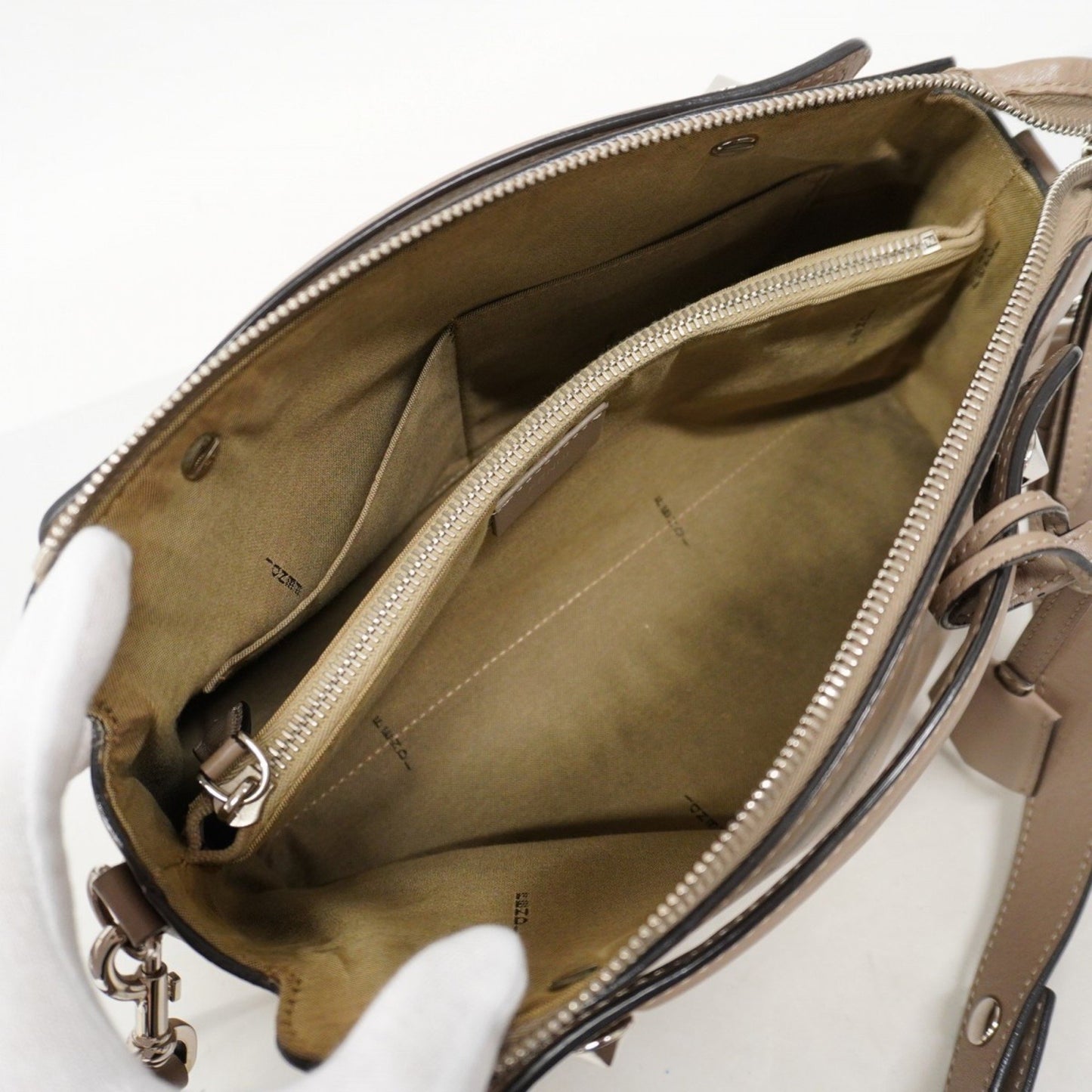 Fendi By The Way, Grey, Leather, handbag