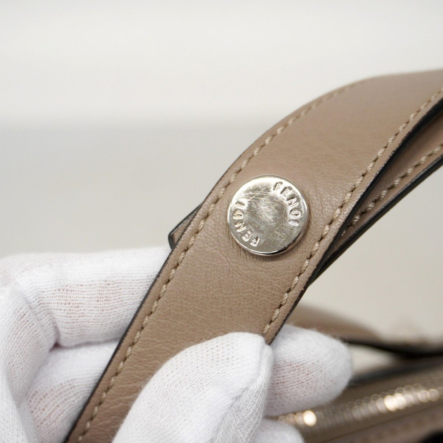 Fendi By The Way, Grey, Leather, handbag