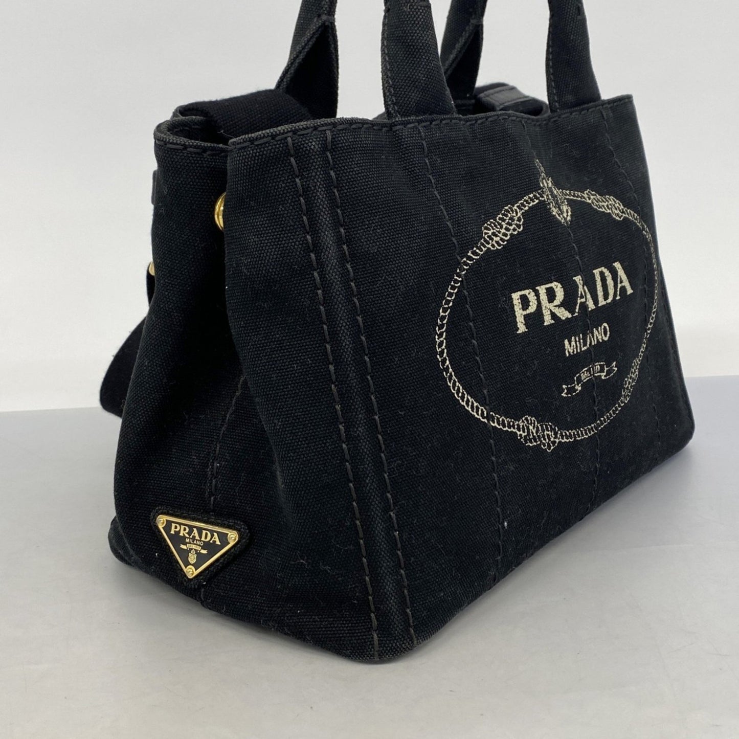 Prada Canapa, Black, Canvas, tote