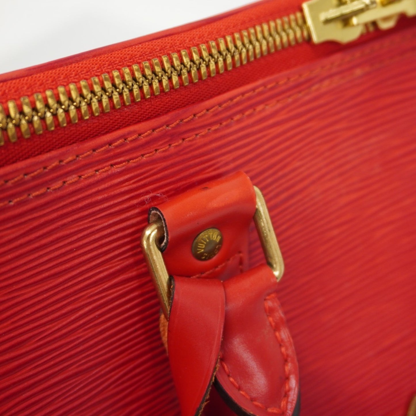 Louis Vuitton Keepall 45, Red, Leather, travel