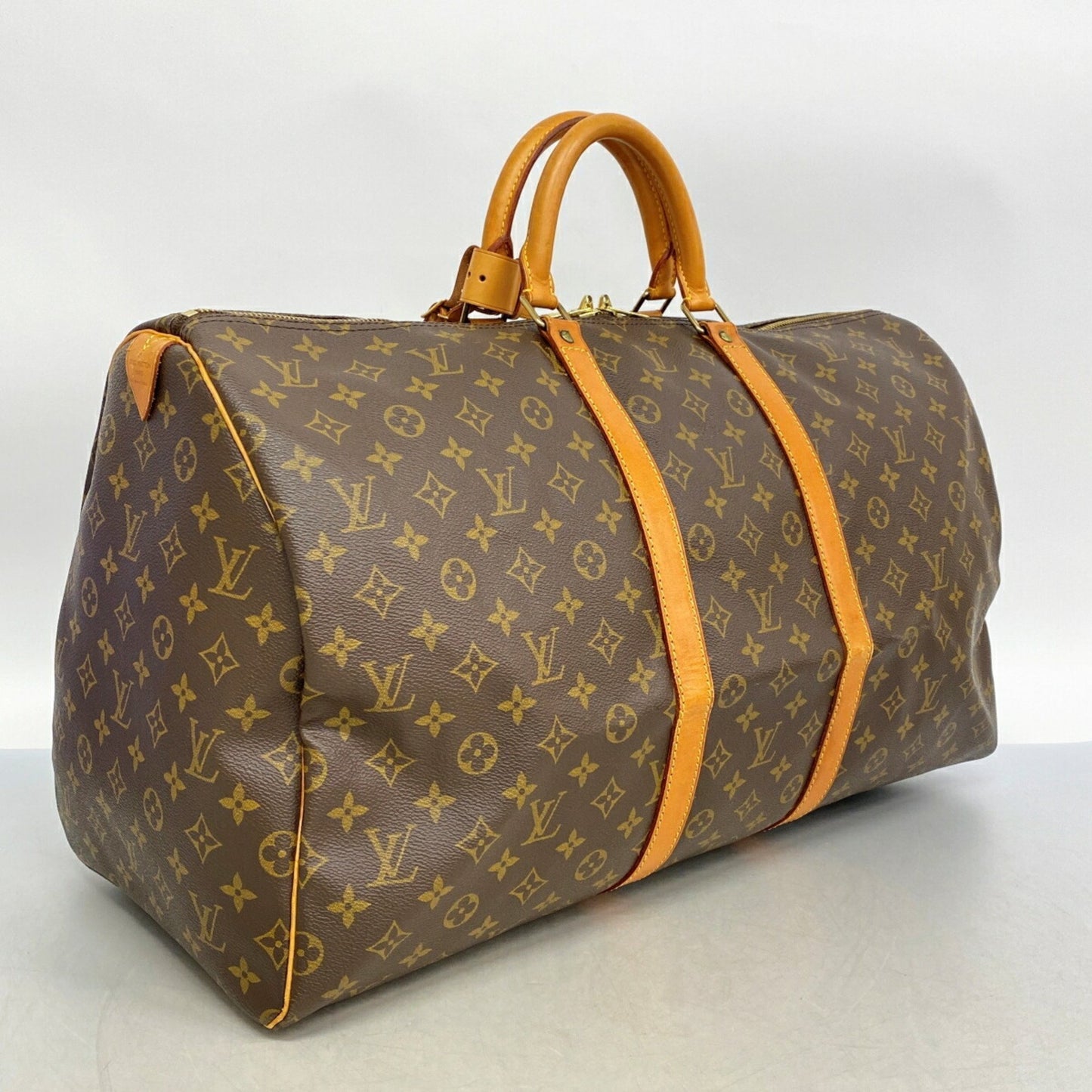 Louis Vuitton Keepall 55, Brown, Canvas, travel