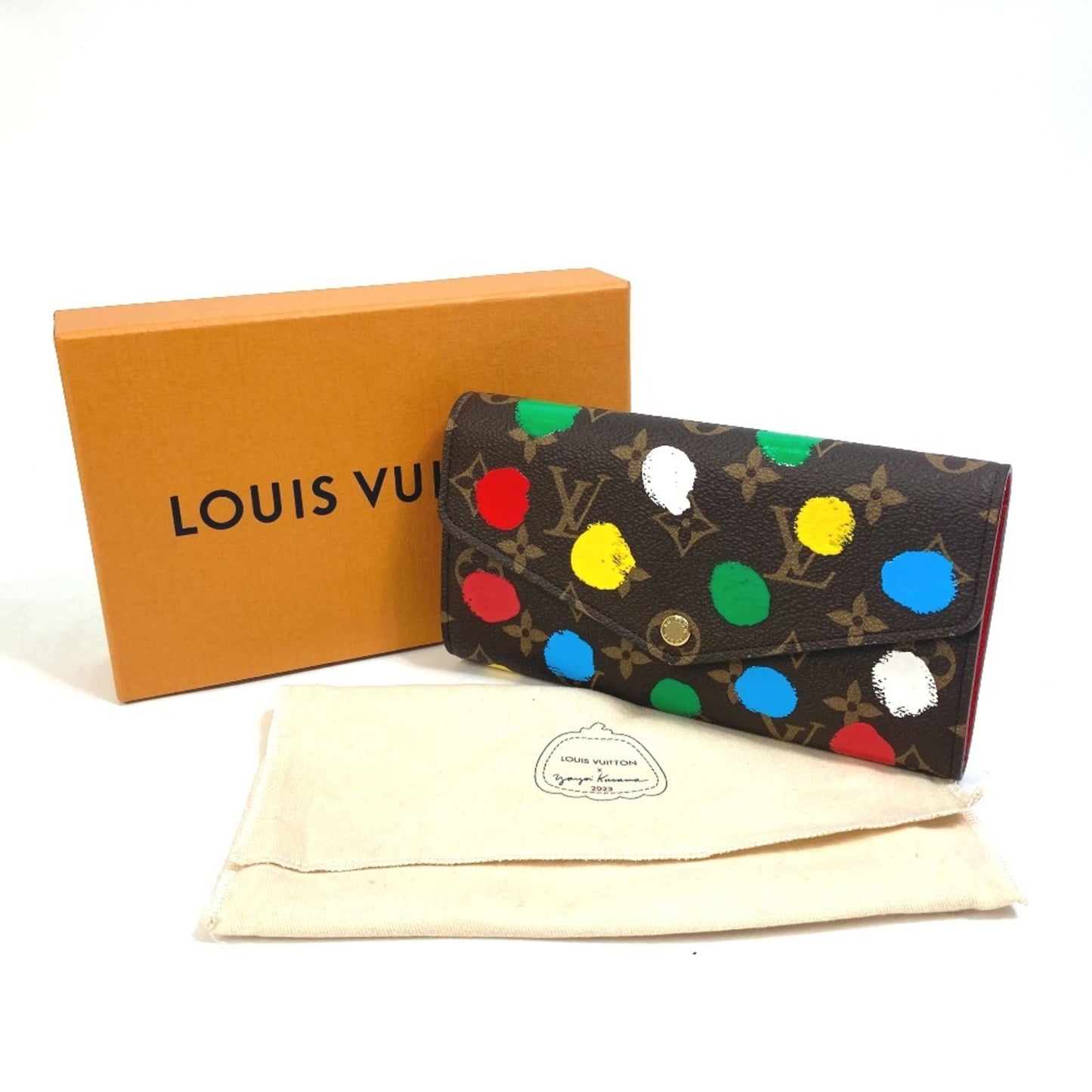 Louis Vuitton Sarah, Red, Canvas, wallet