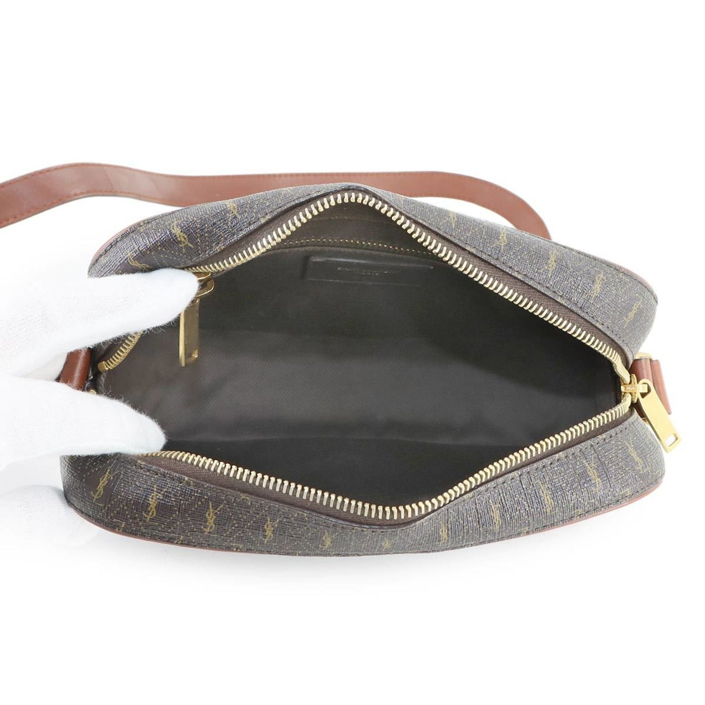 Saint Laurent Camera, Brown, Canvas, shoulder