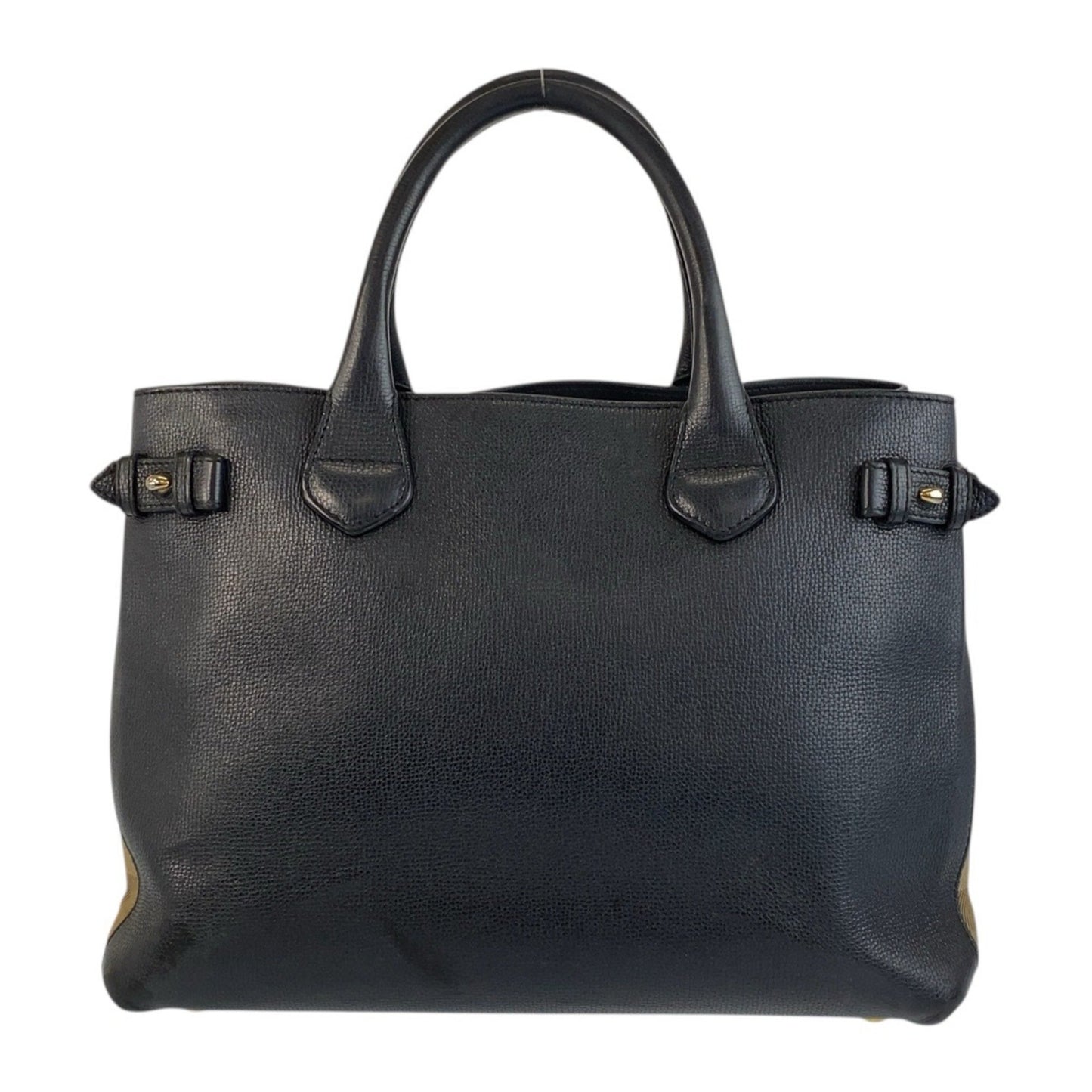 Burberry Banner, Black, "CANVAS, LEATHER", tote