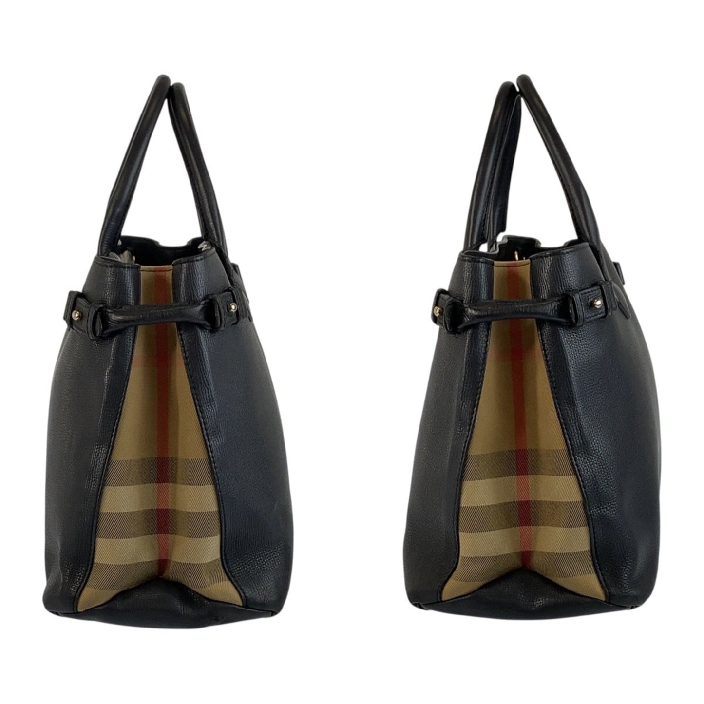 Burberry Banner, Black, "CANVAS, LEATHER", tote