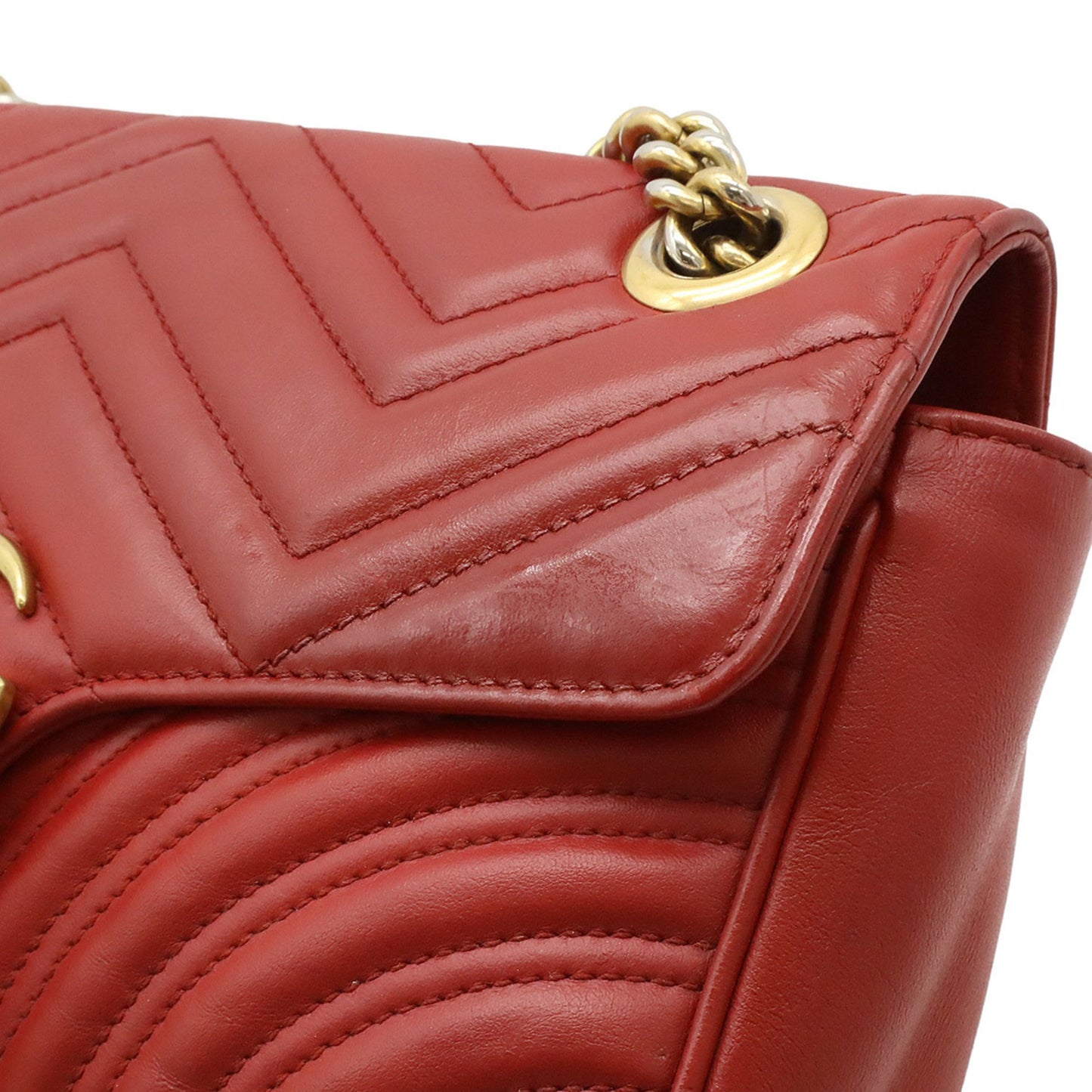 Gucci Marmont, Red, Leather, shoulder