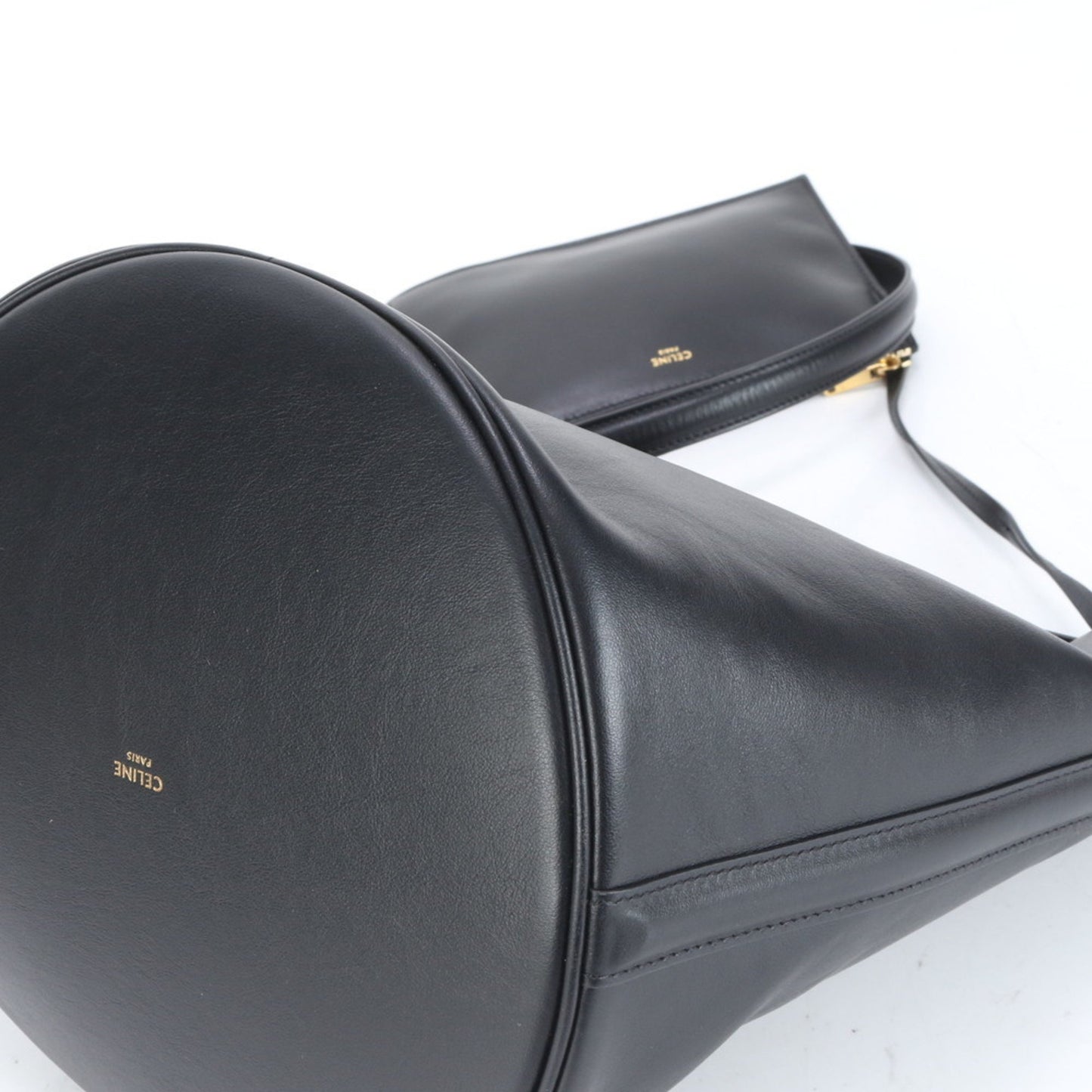 Céline Bucket 16, Black, Leather, handbag