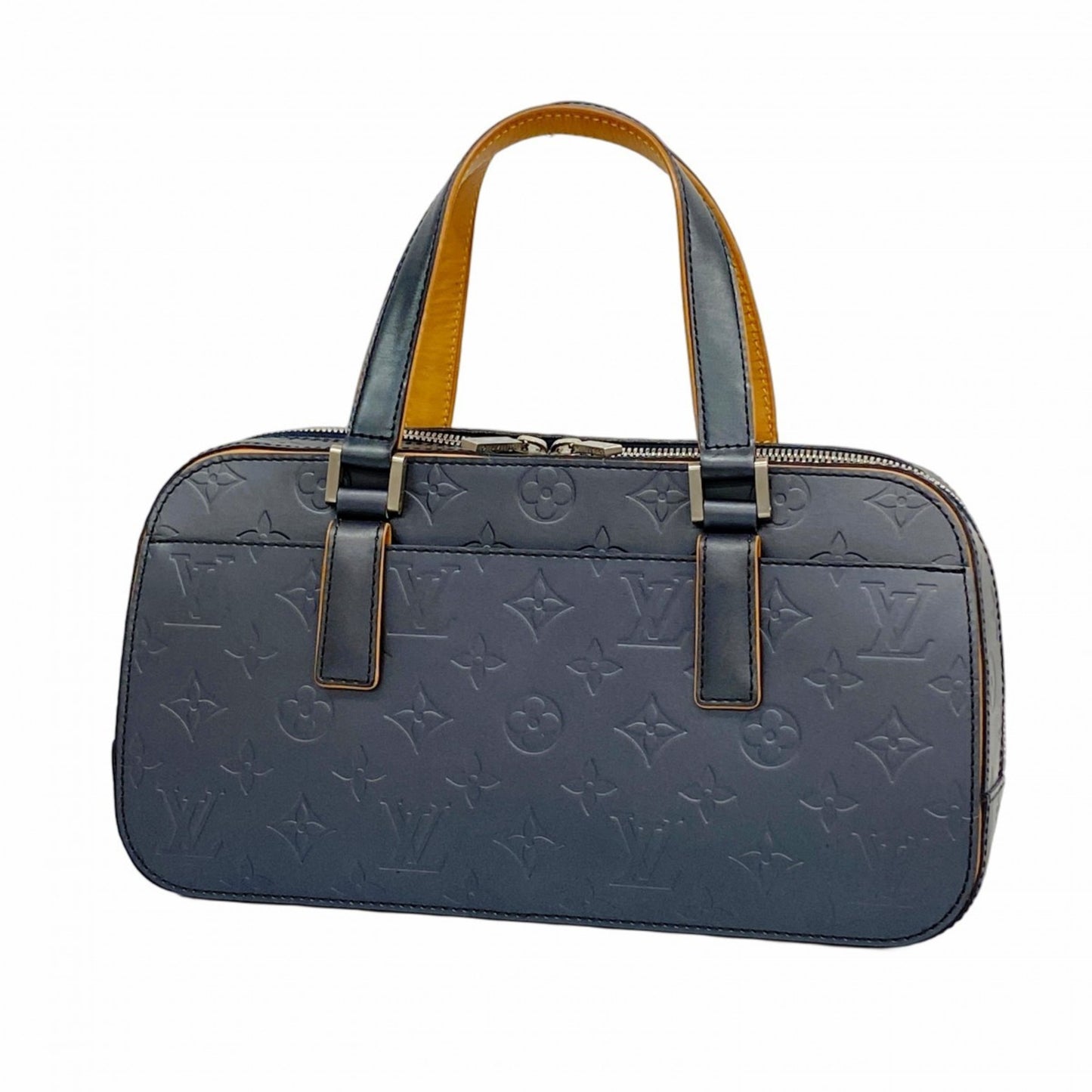 Louis Vuitton Shelton, Blue, Leather, handbag