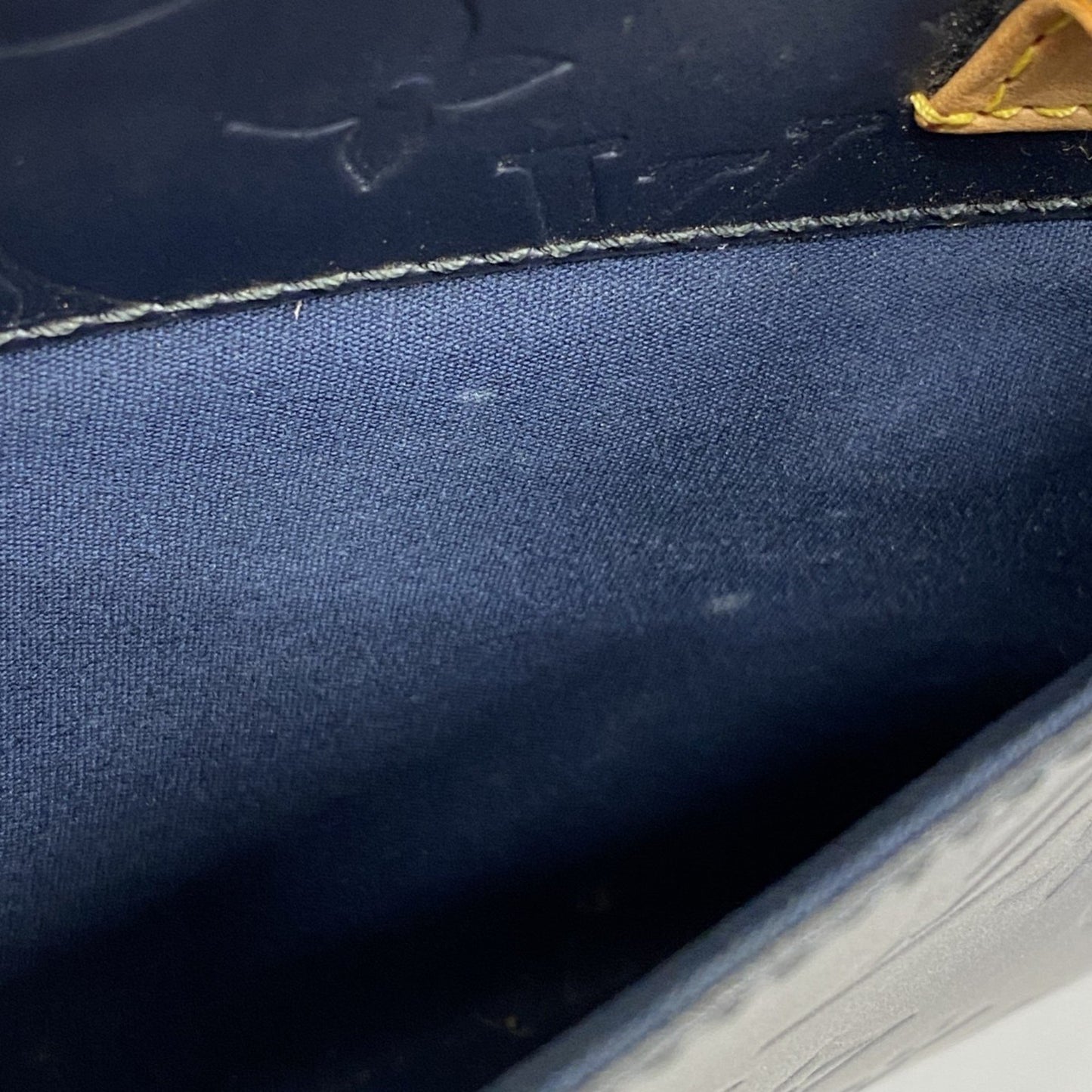 Louis Vuitton Shelton, Blue, Leather, handbag