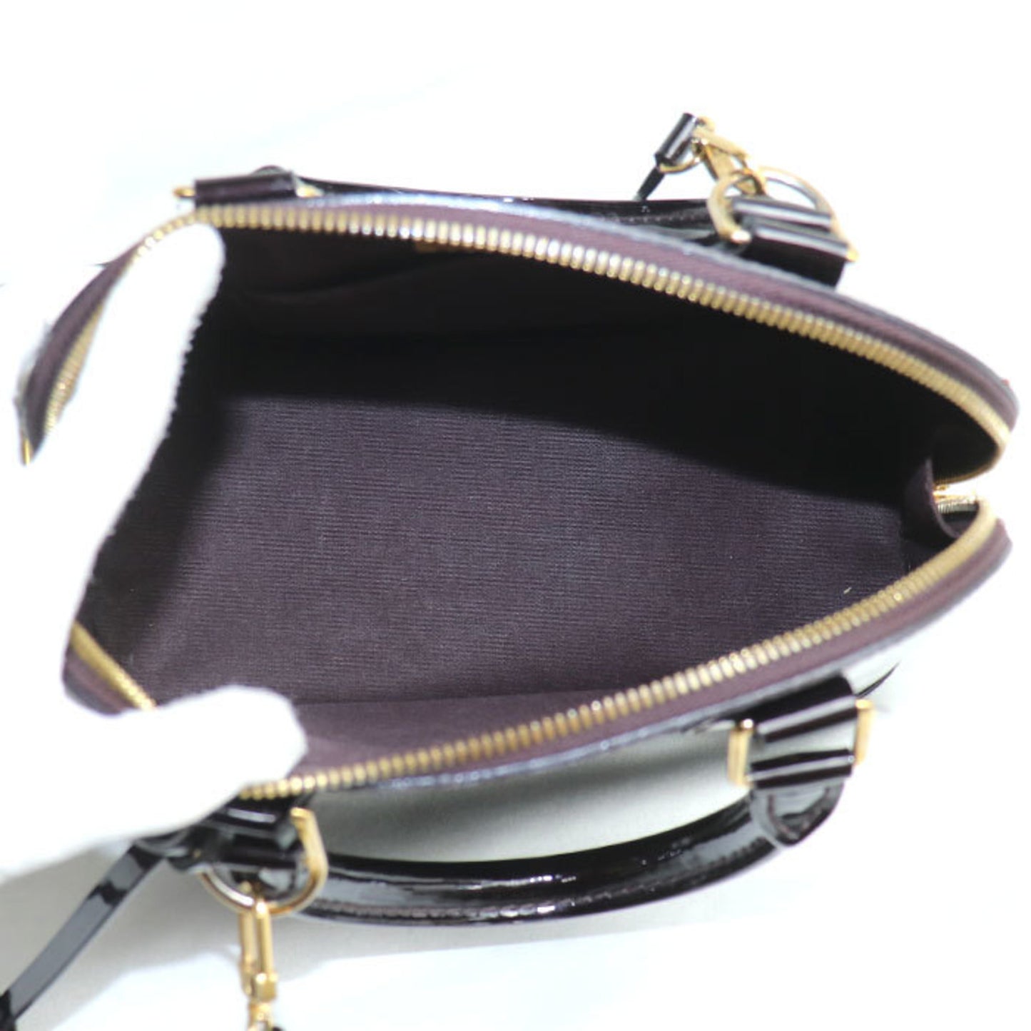 Louis Vuitton Alma BB, Burgundy, Canvas, shoulder