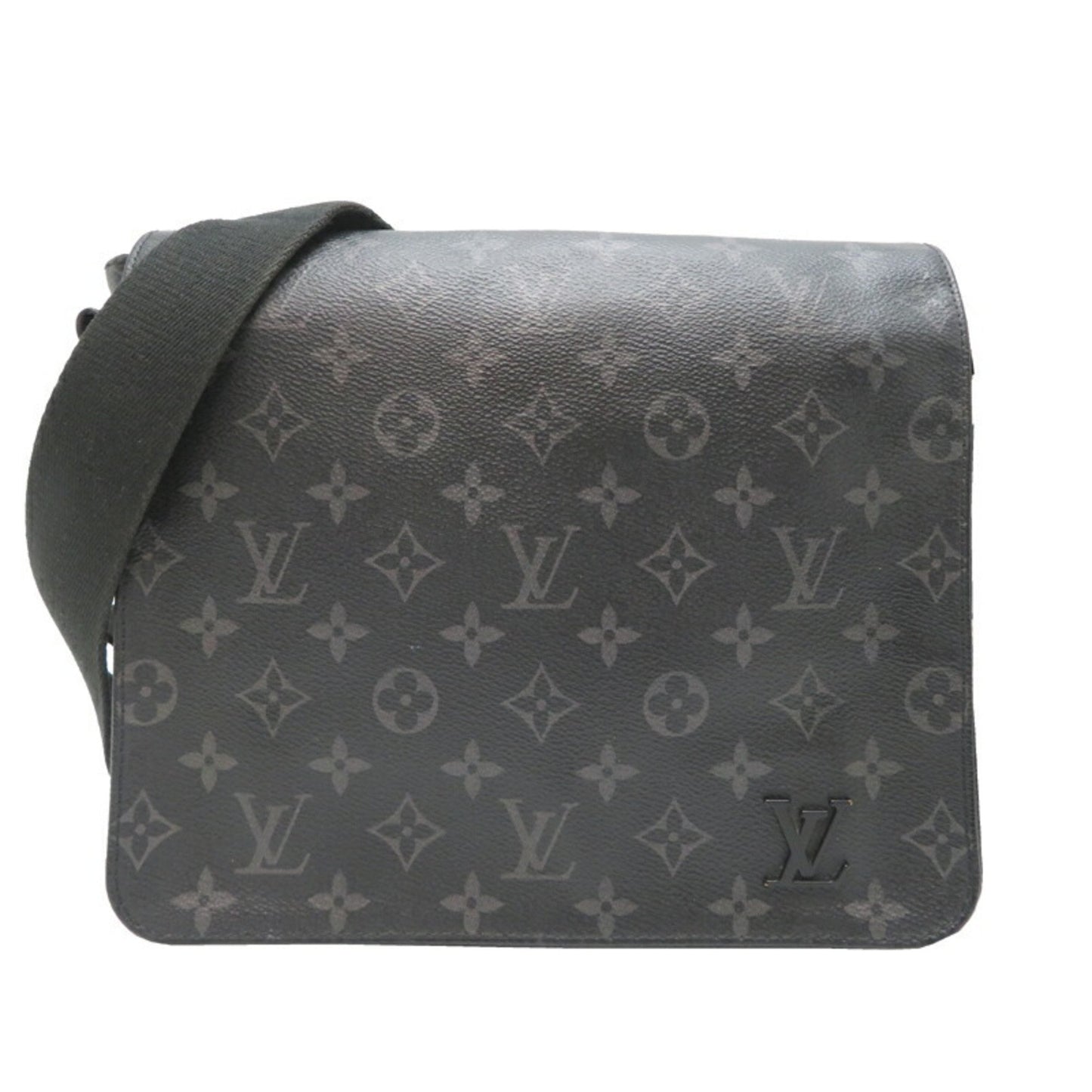 Louis Vuitton District, Black, Canvas, shoulder