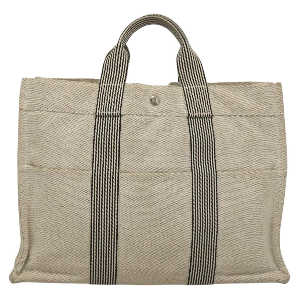 Hermès Fourre tout, Grey, Canvas, handbag