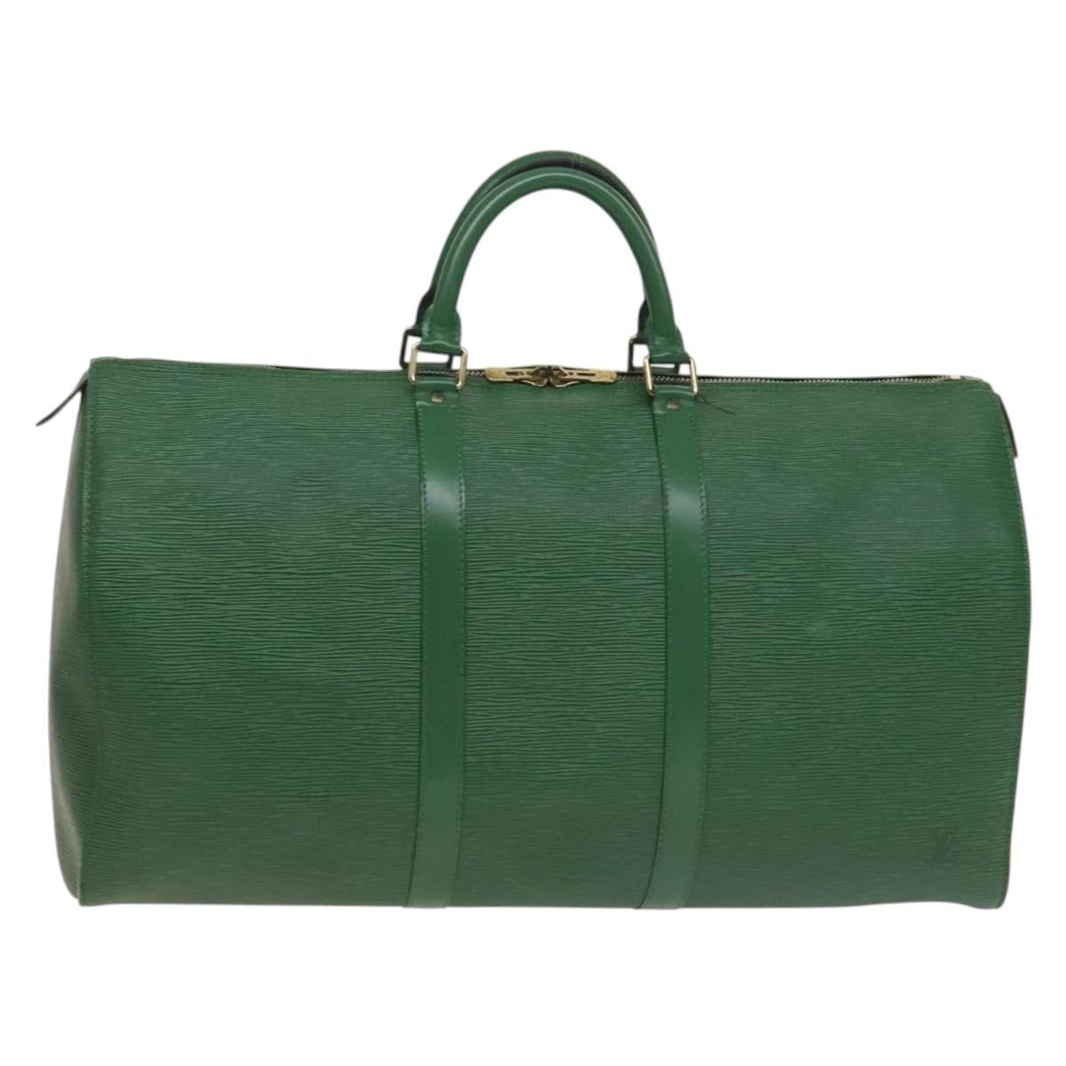 Louis Vuitton Keepall 50, Green, Leather, travel