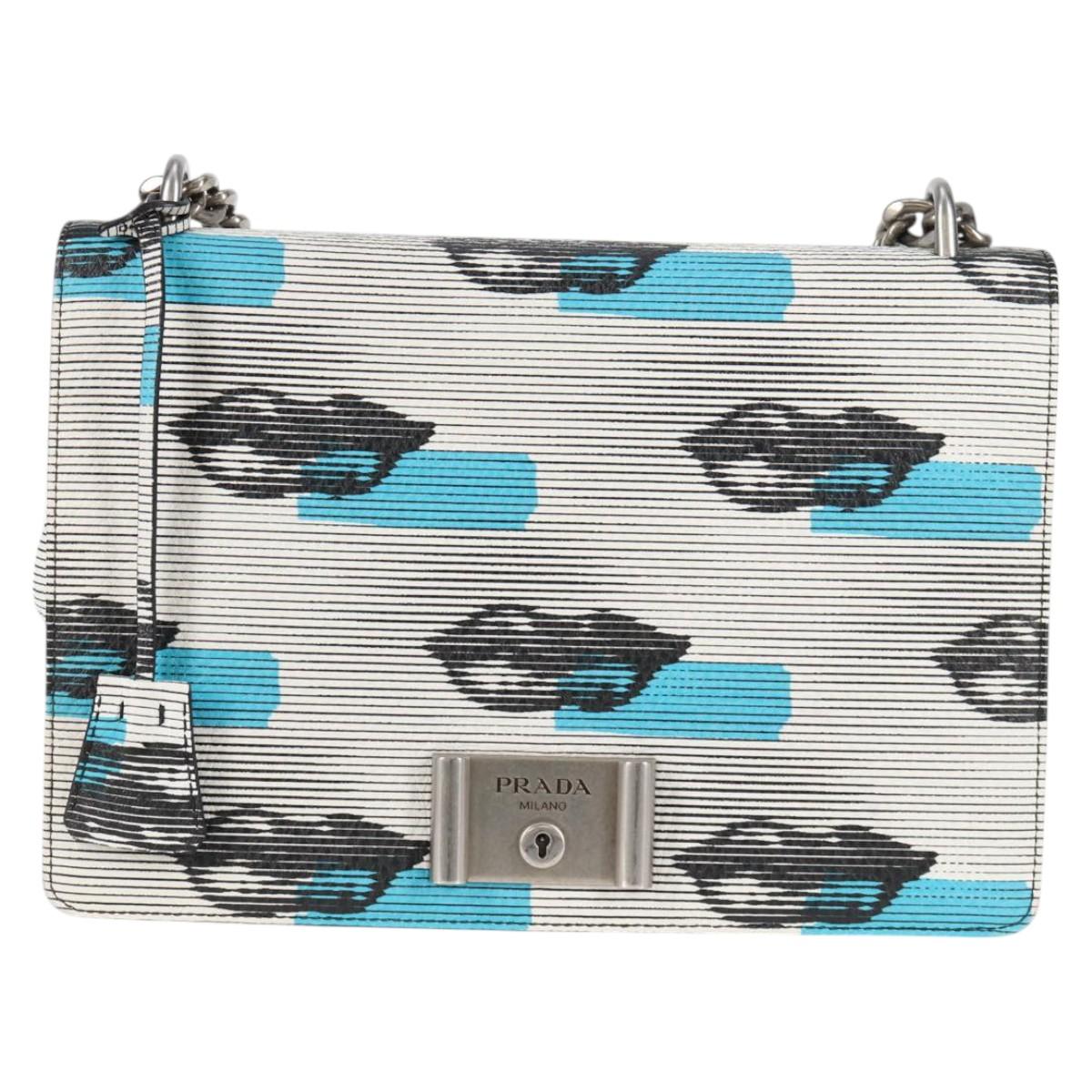 Prada Vitello, Silver, Leather, shoulder
