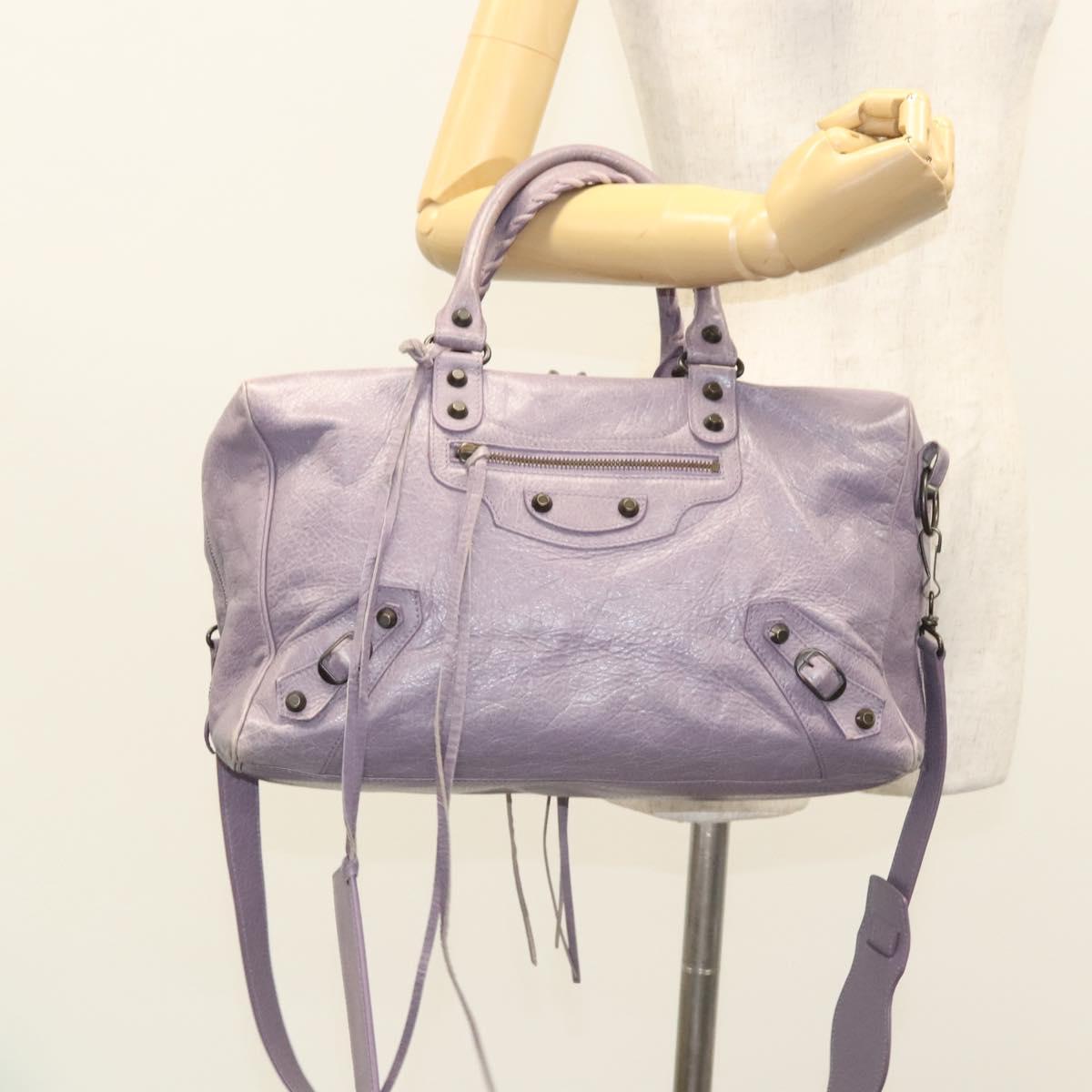 Balenciaga City, Purple, Leather, handbag