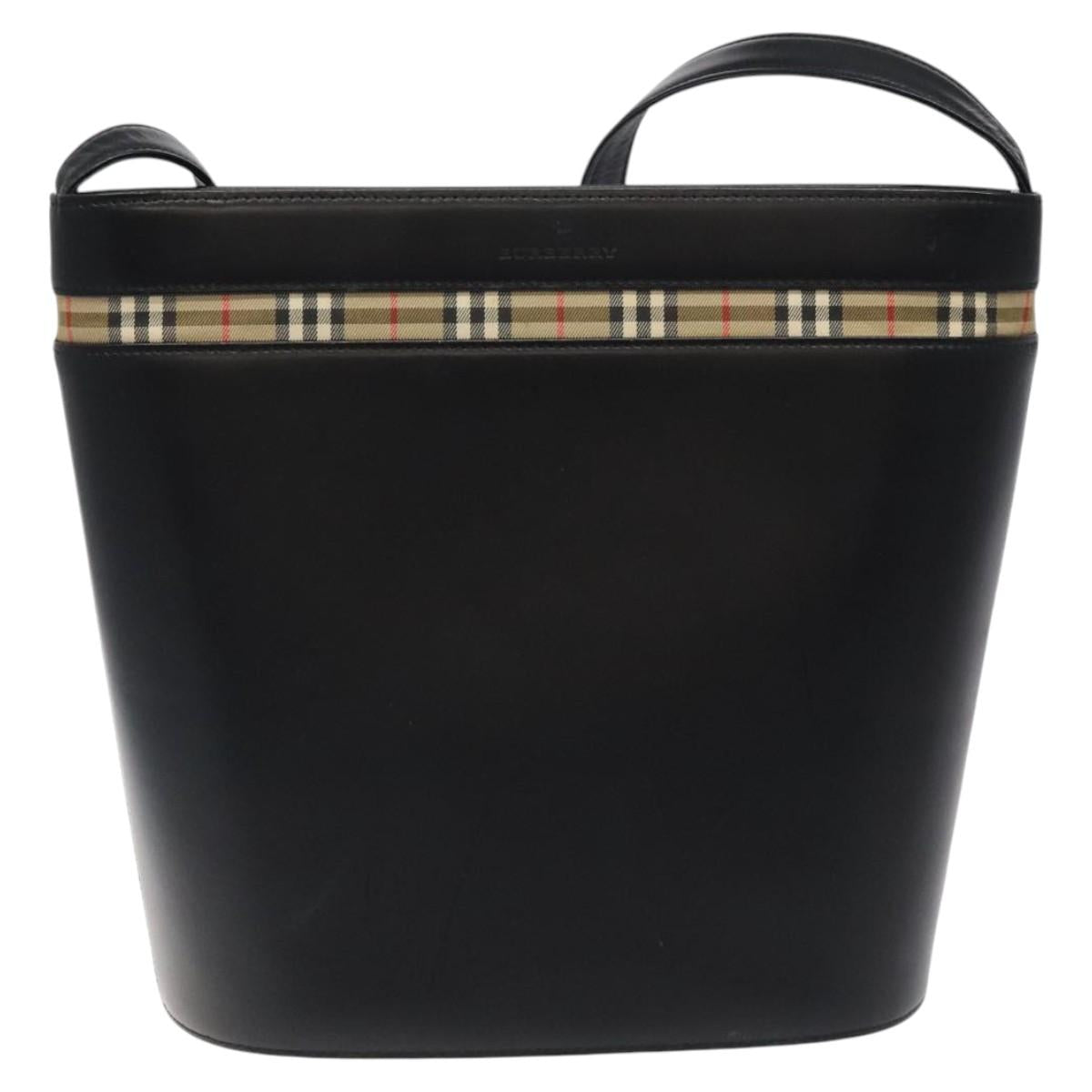 Burberry House Check, Black, Leather, shoulder