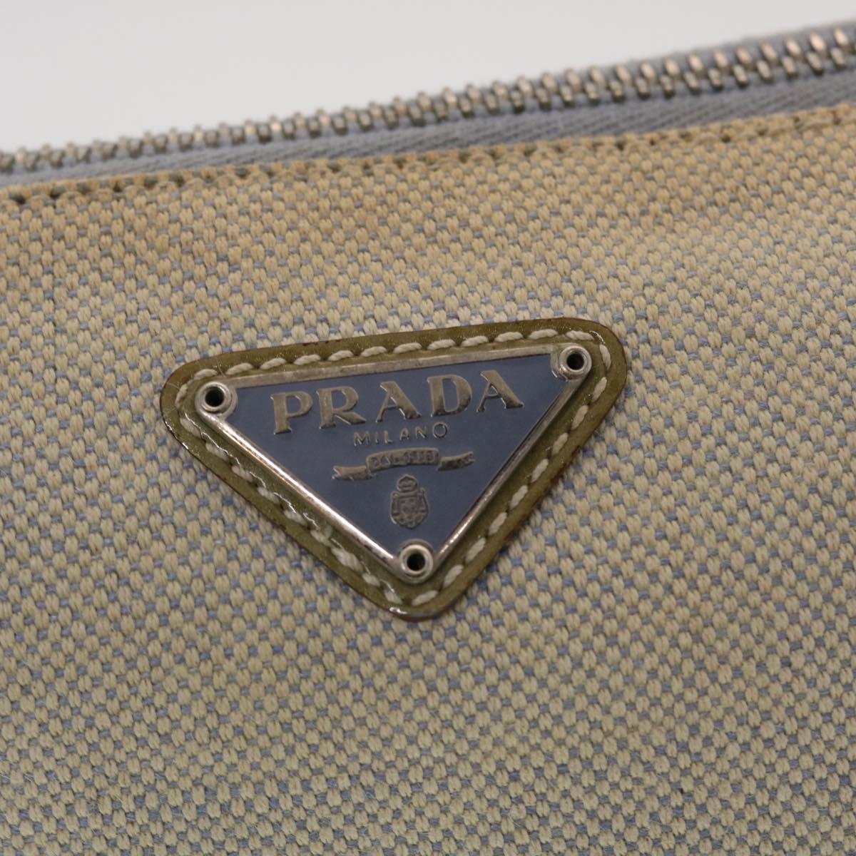 Prada, Beige, Canvas, clutch
