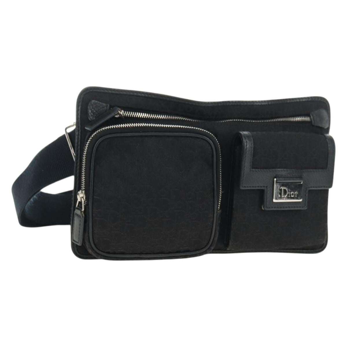 Christian Dior Vintage Street Chic Belt Diorissimo Canvas, Black, Canvas, Handbag