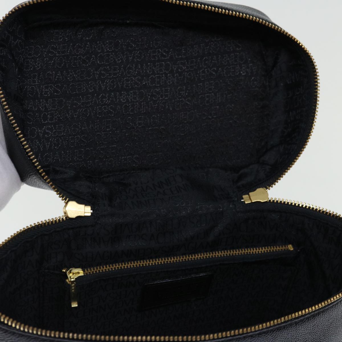 Versace Vanity, Black, Leather, handbag