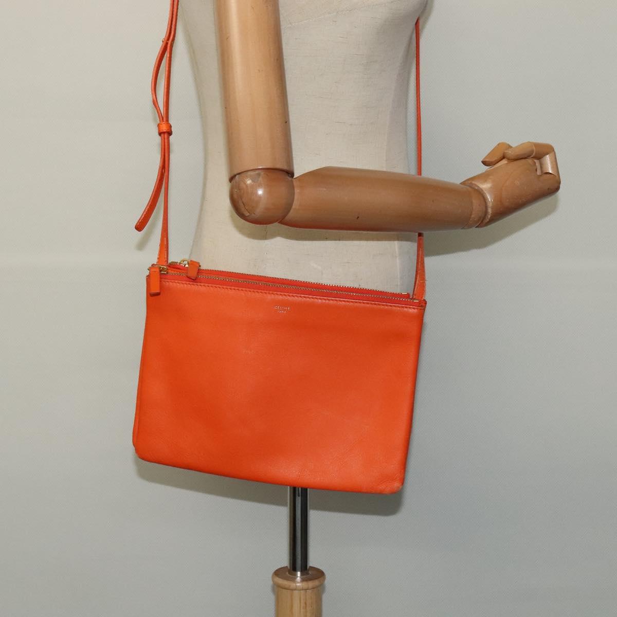 Céline Trio, Orange, Leather, shoulder