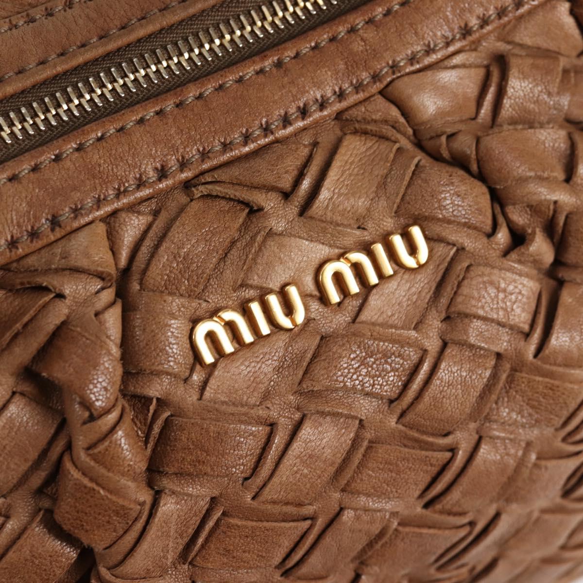 Miu Miu Woven, "BROWN,GOLD", Leather, handbag