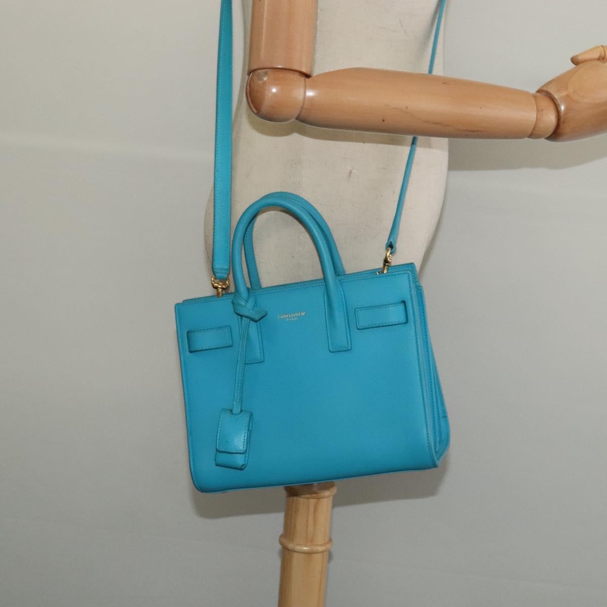 Yves Saint Laurent, Blue, Leather, handbag
