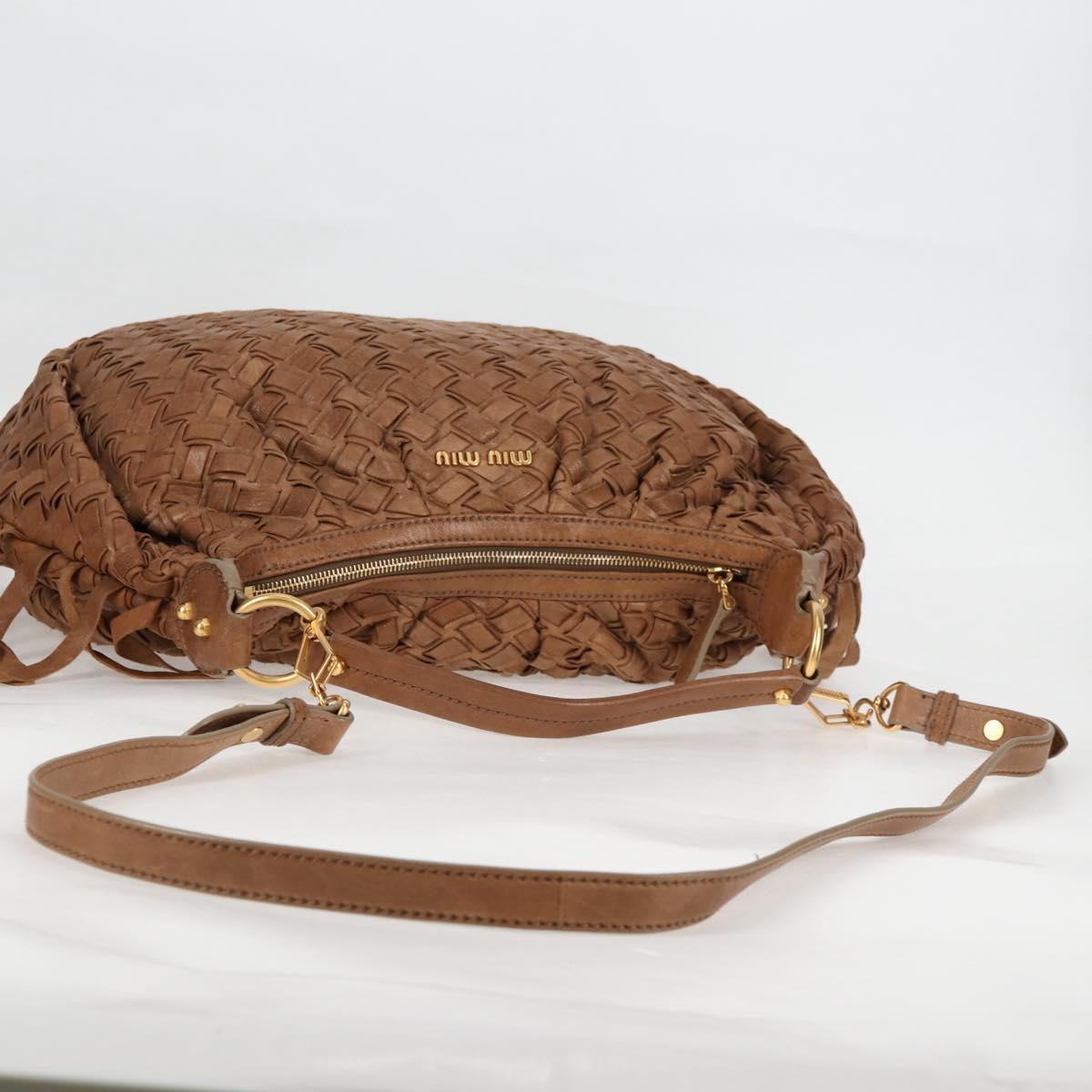 Miu Miu Woven, "BROWN,GOLD", Leather, handbag