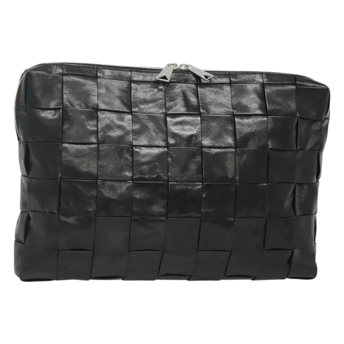 Bottega Veneta Intrecciato, Black, Leather, clutch