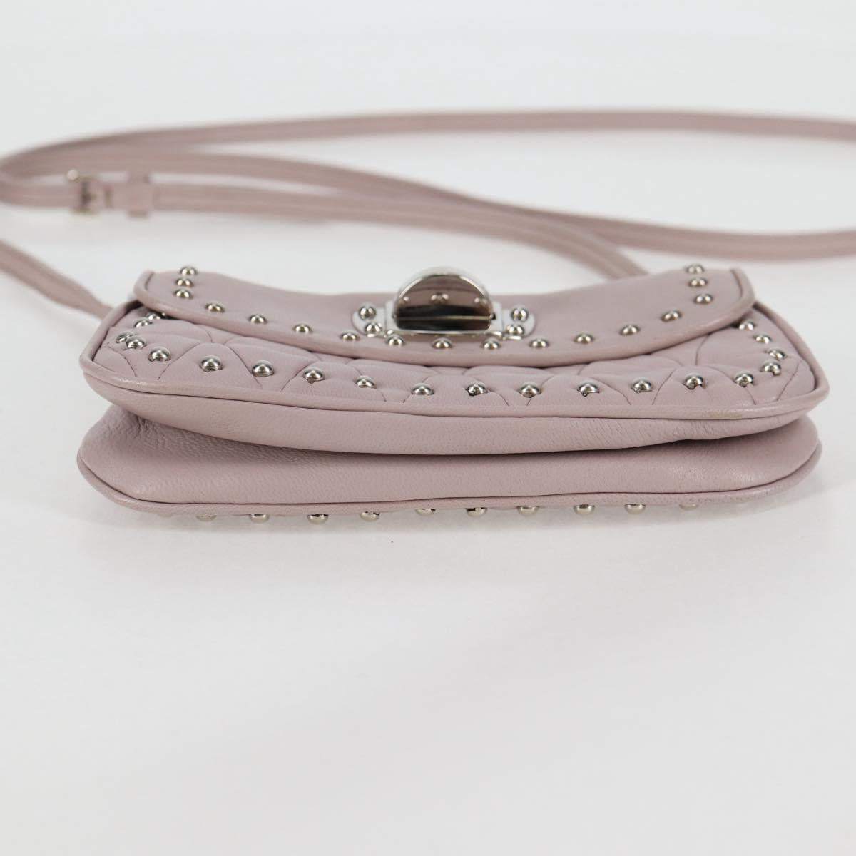 Miu Miu Studded, Pink, Leather, shoulder