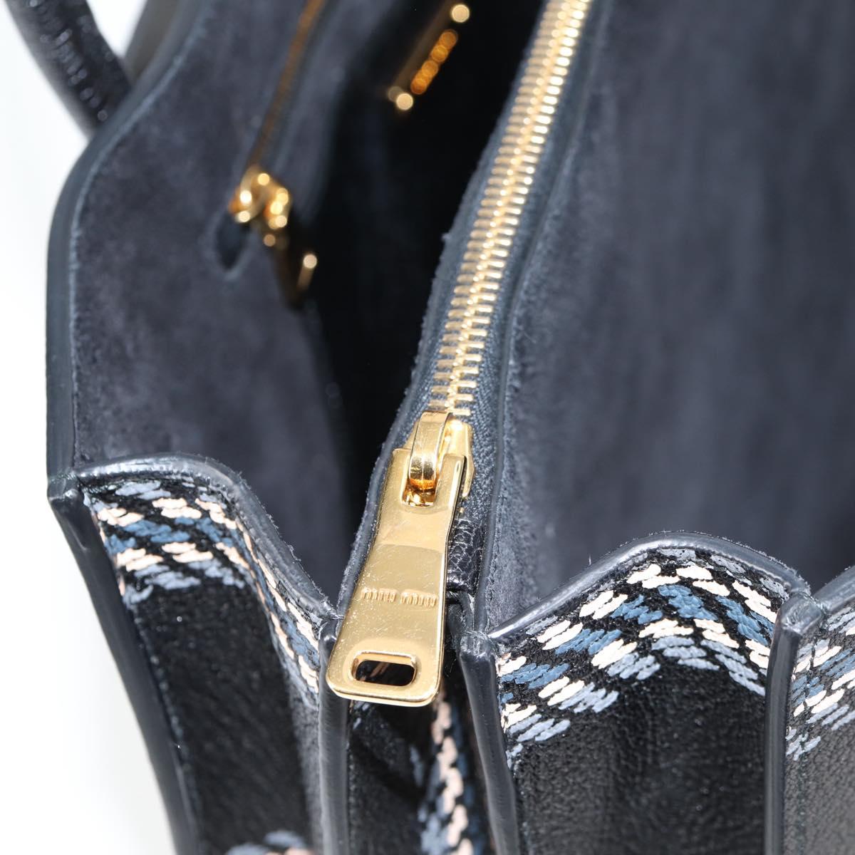 Miu Miu Madras, Black, Leather, tote