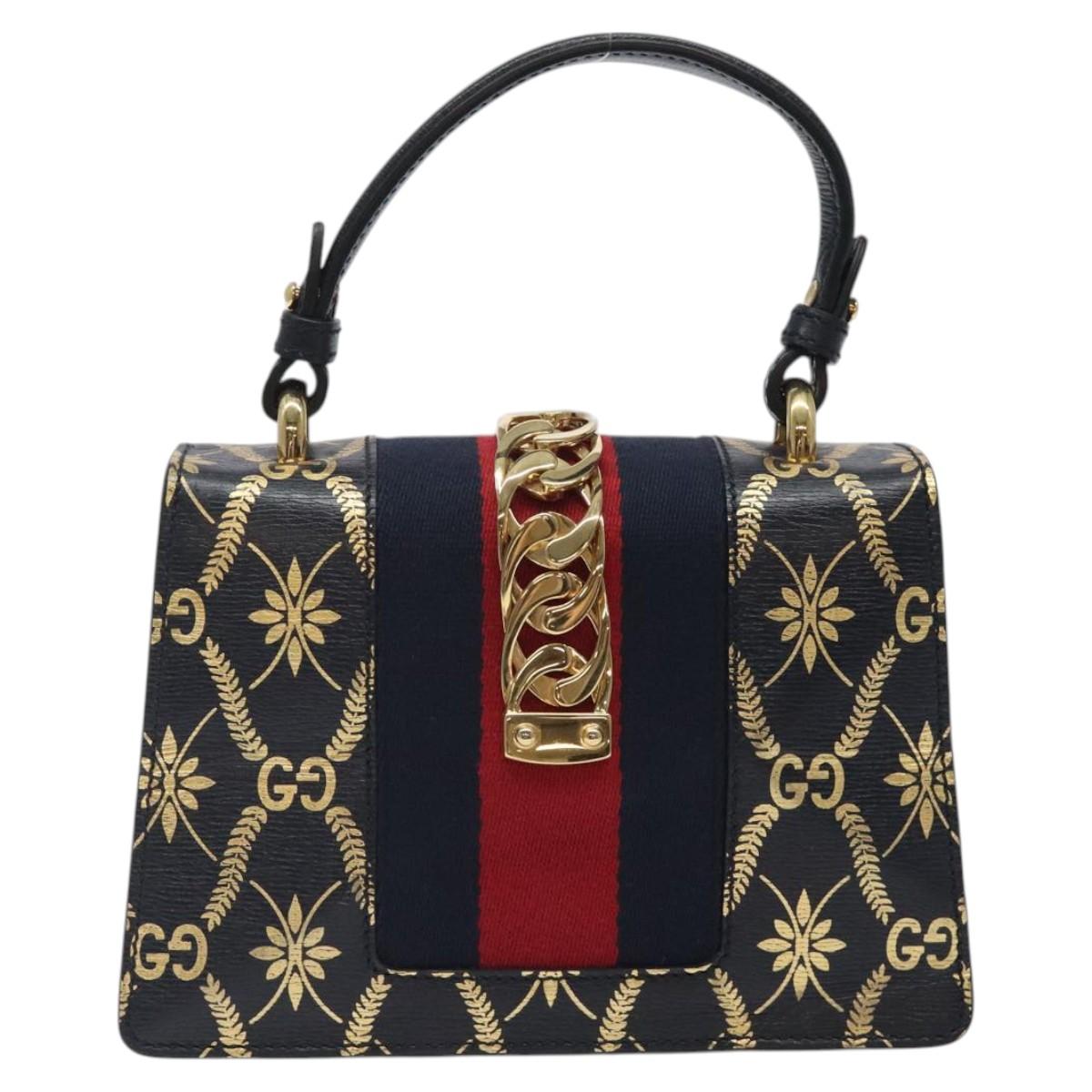 Gucci Sylvie, Navy, Leather, handbag