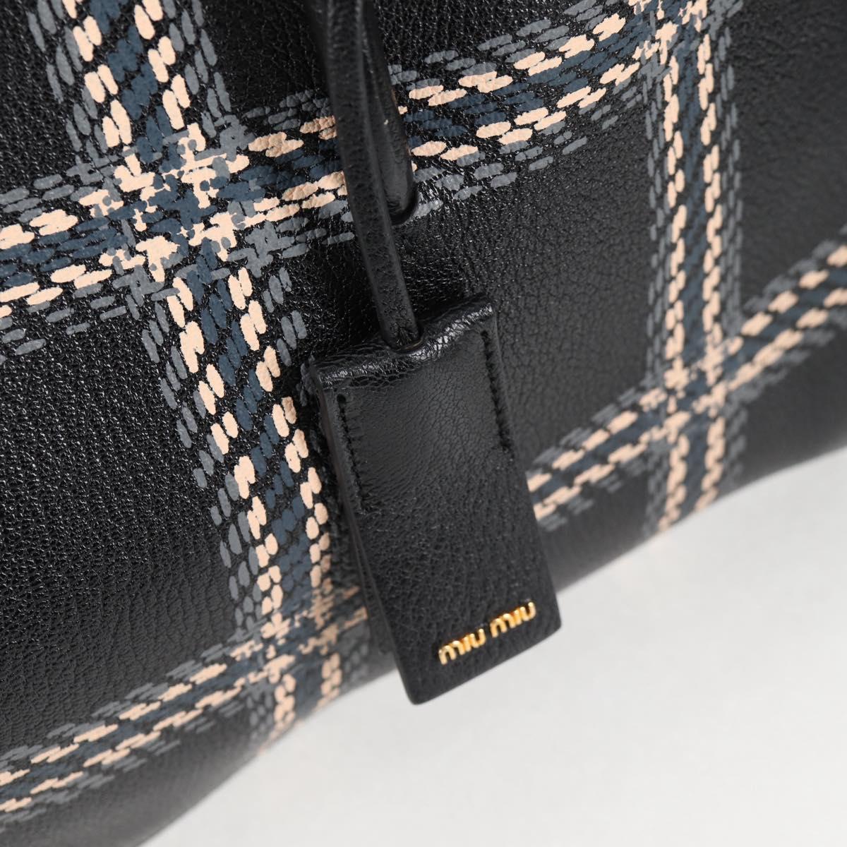 Miu Miu Madras, Black, Leather, tote