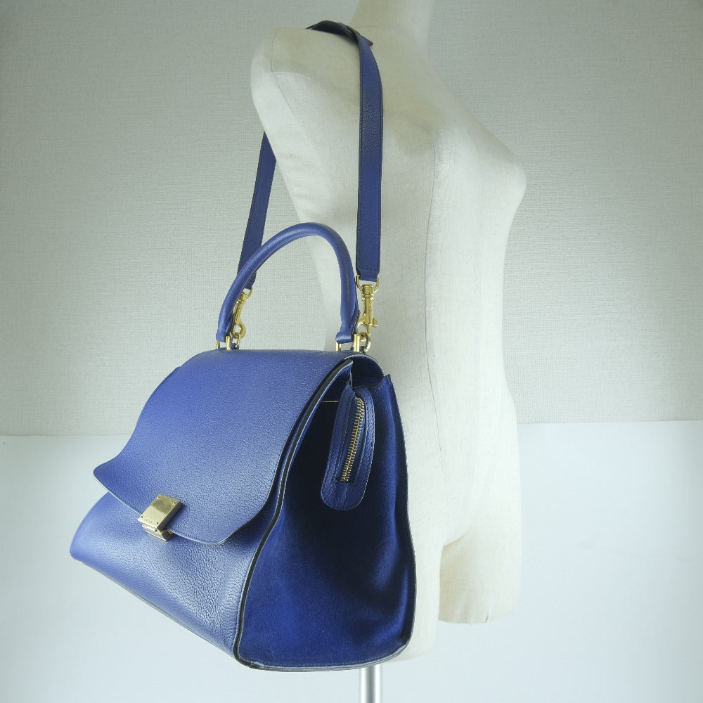 Céline Trapèze, Blue, Leather, handbag