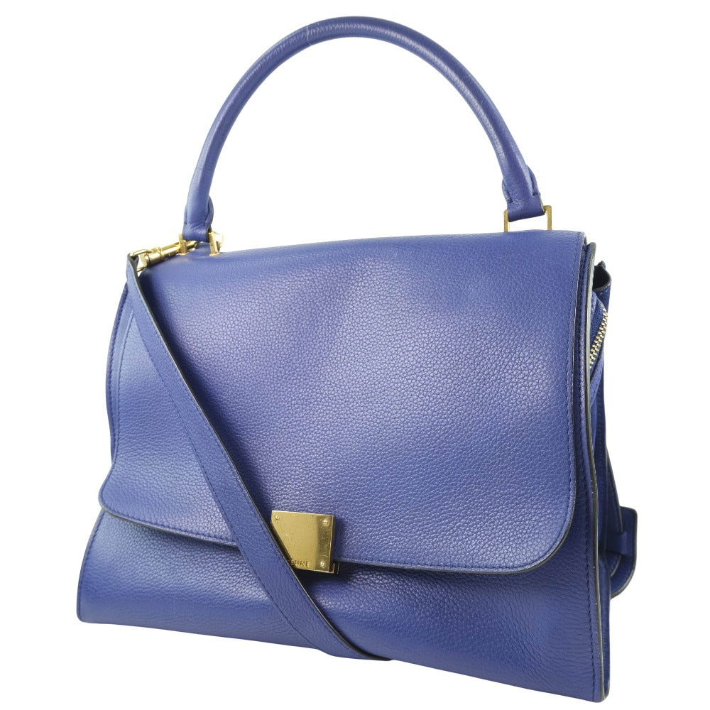 Céline Trapèze, Blue, Leather, handbag