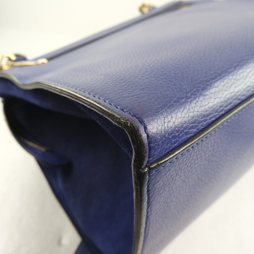 Céline Trapèze, Blue, Leather, handbag