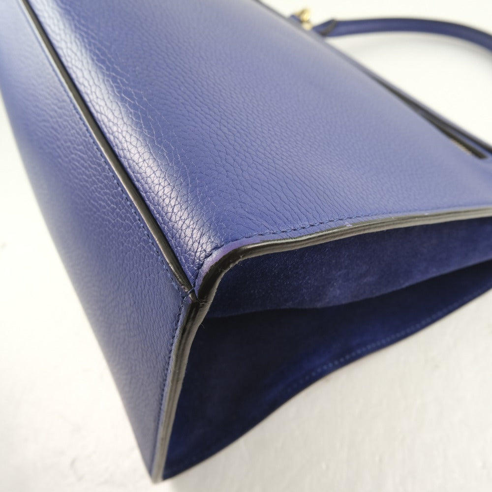 Céline Trapèze, Blue, Leather, handbag
