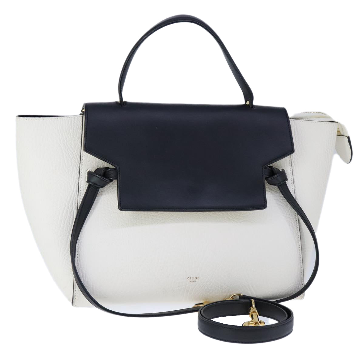 Céline Belt, White, Leather, handbag