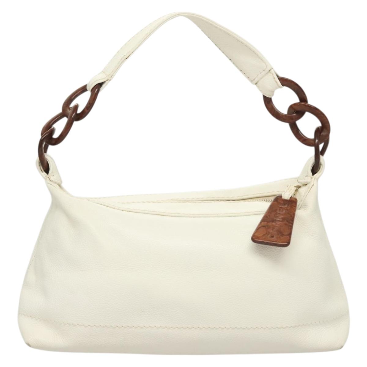 Chanel Logo CC, White, Leather, handbag