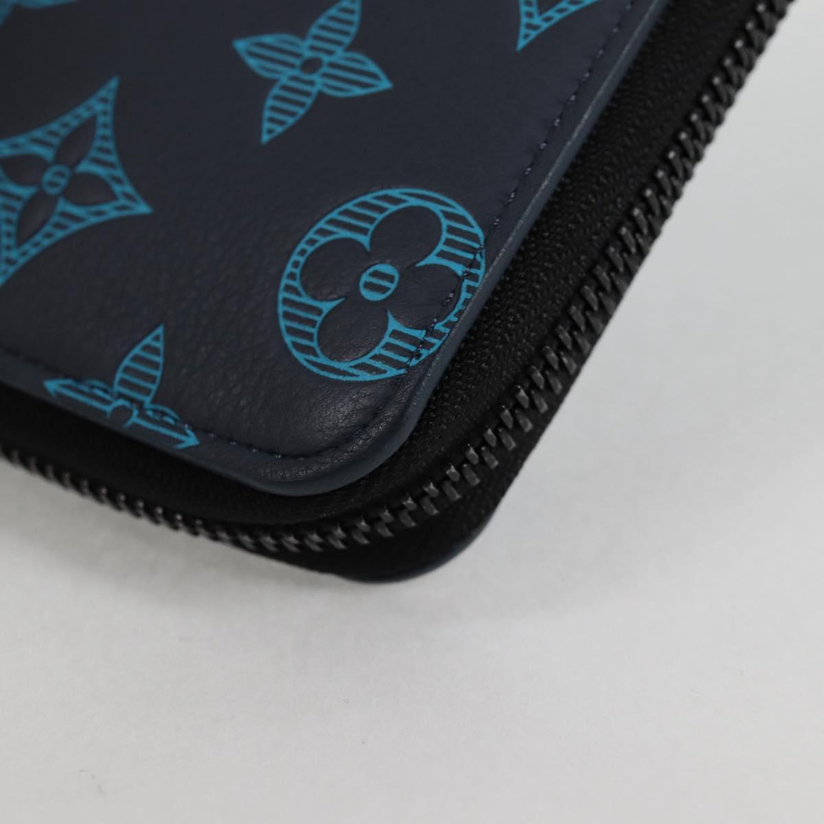 Louis Vuitton Zippy Wallet Vertical, Navy, Leather, wallet