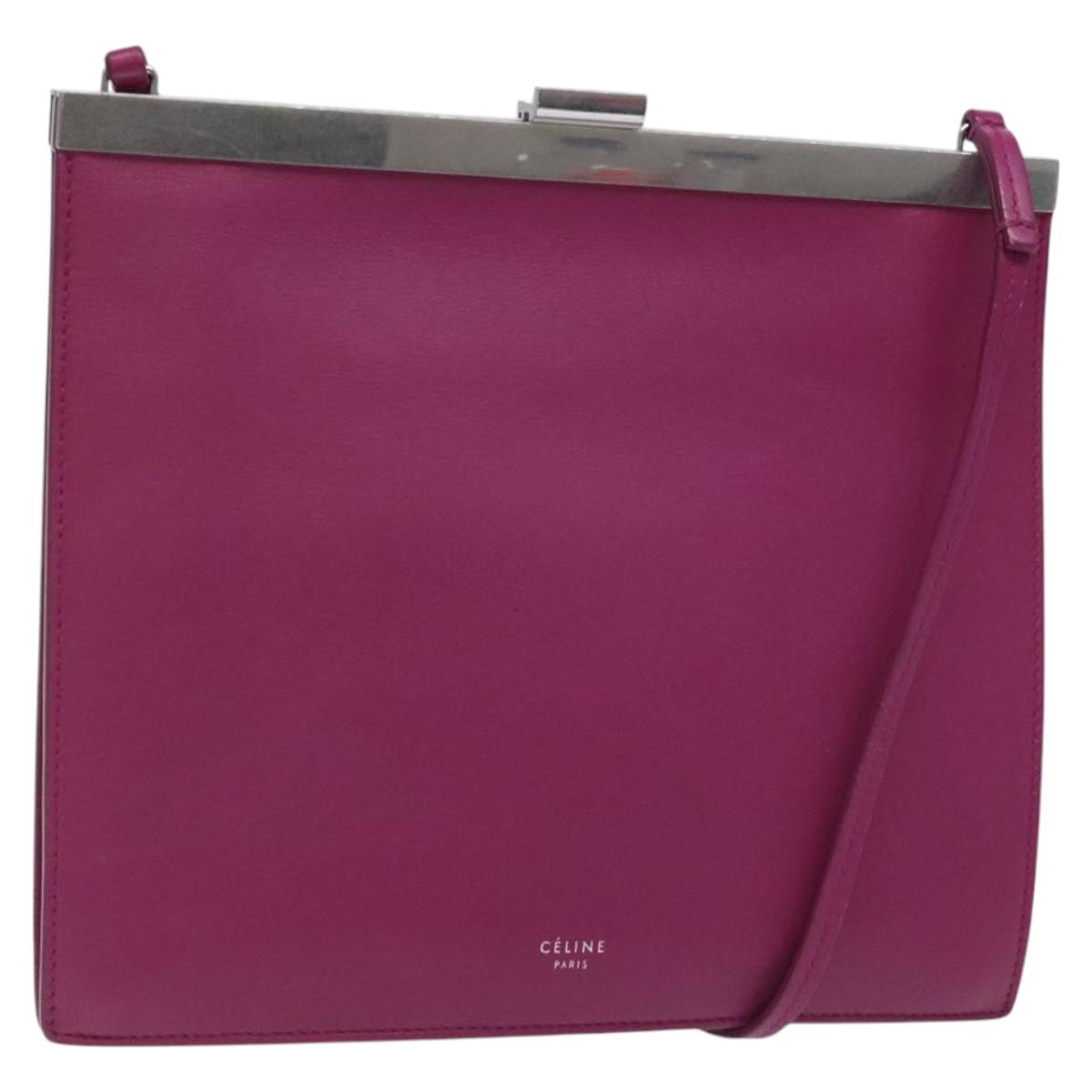 Céline Clasp, Purple, Leather, clutch