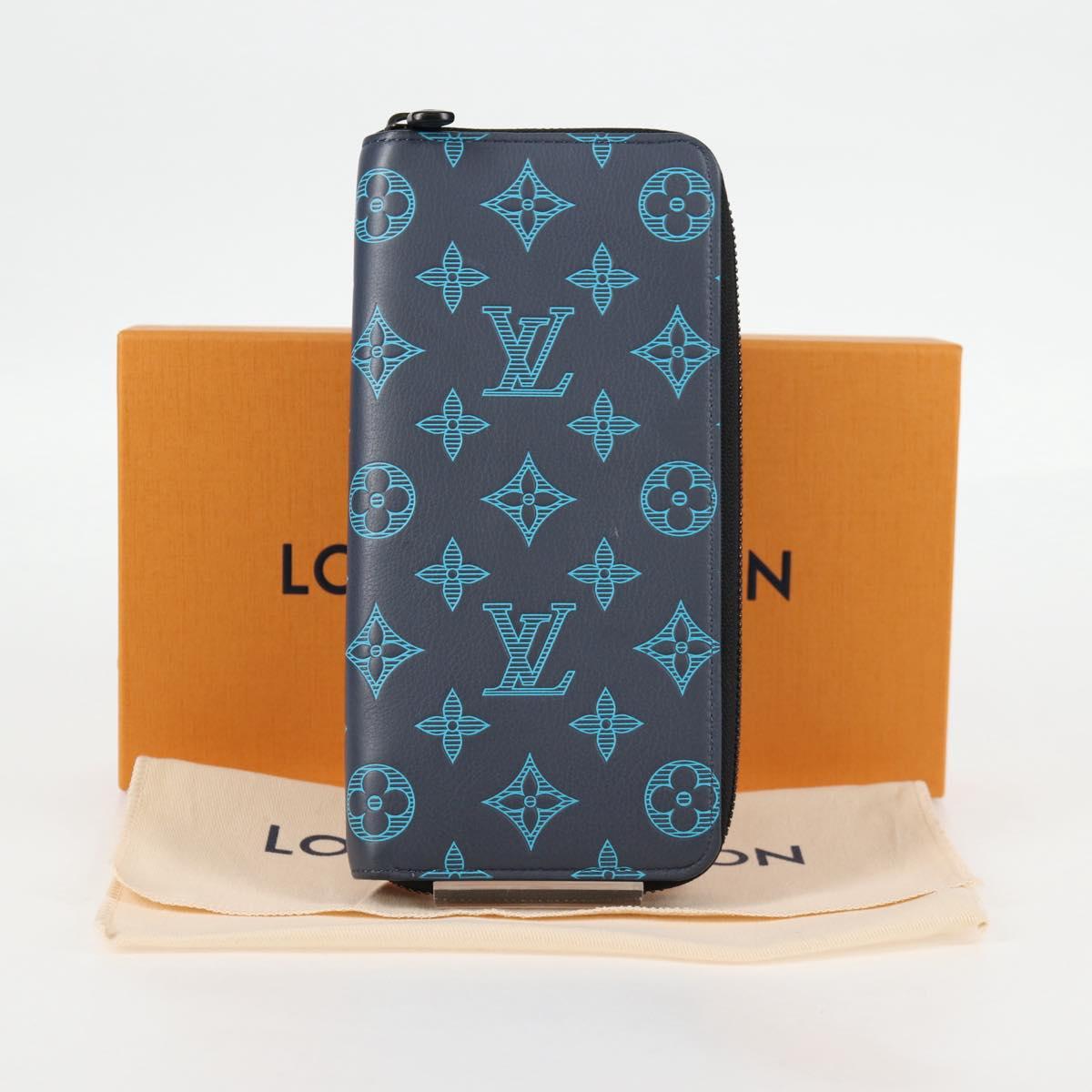 Louis Vuitton Zippy Wallet Vertical, Navy, Leather, wallet