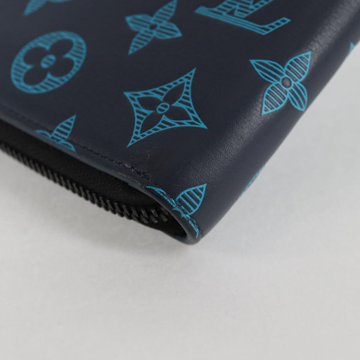 Louis Vuitton Zippy Wallet Vertical, Navy, Leather, wallet