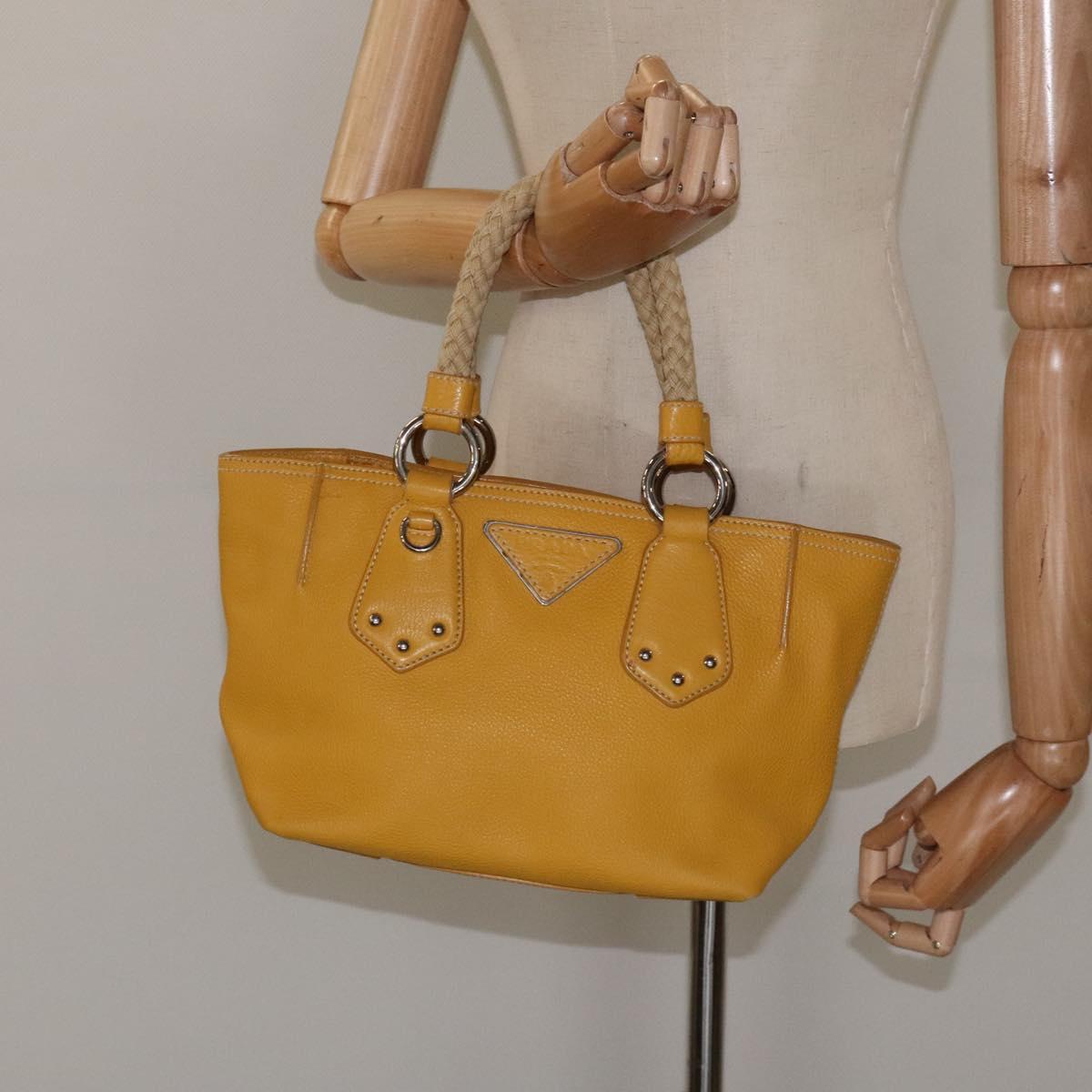 Prada, Yellow, Leather, handbag