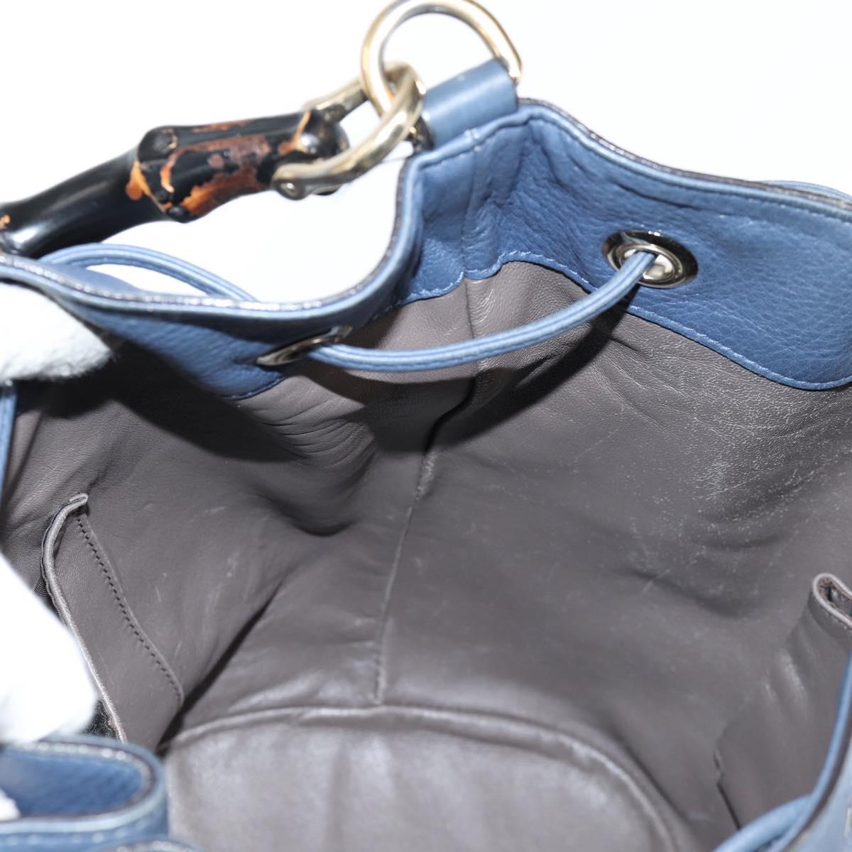 Gucci Bamboo, Blue, Leather, handbag