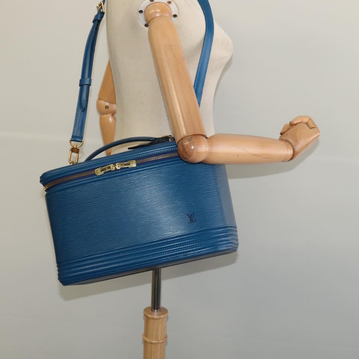 Louis Vuitton Nice, Blue, Leather, handbag