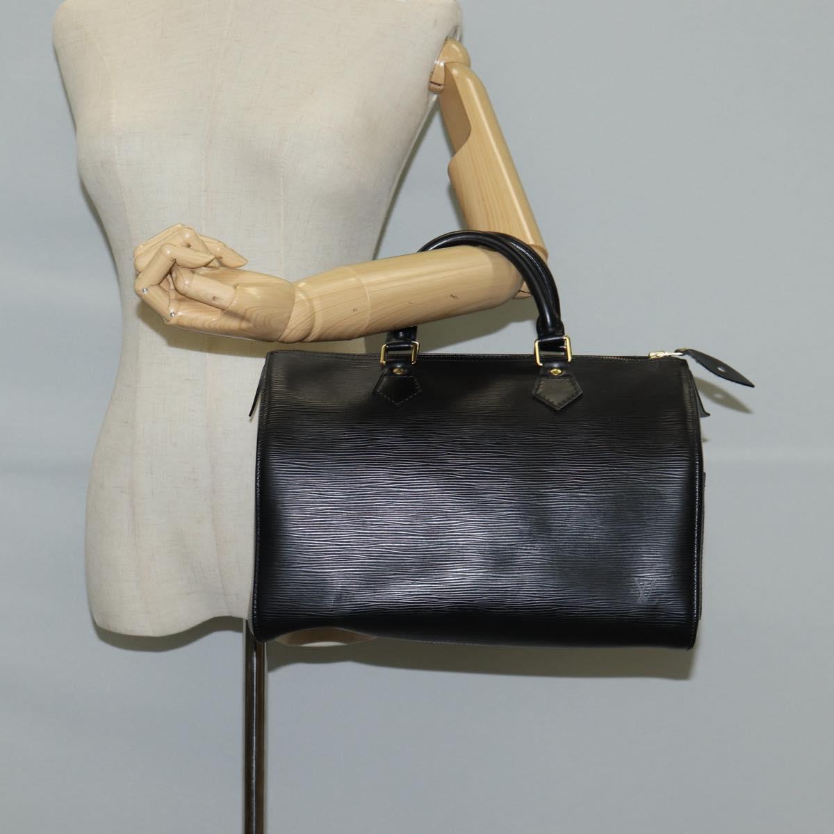 Louis Vuitton Speedy, Black, Leather, handbag