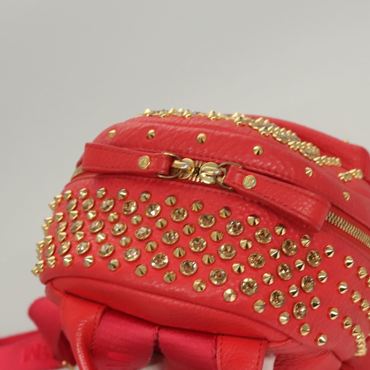 MCM Stark, Red, Leather, backpack